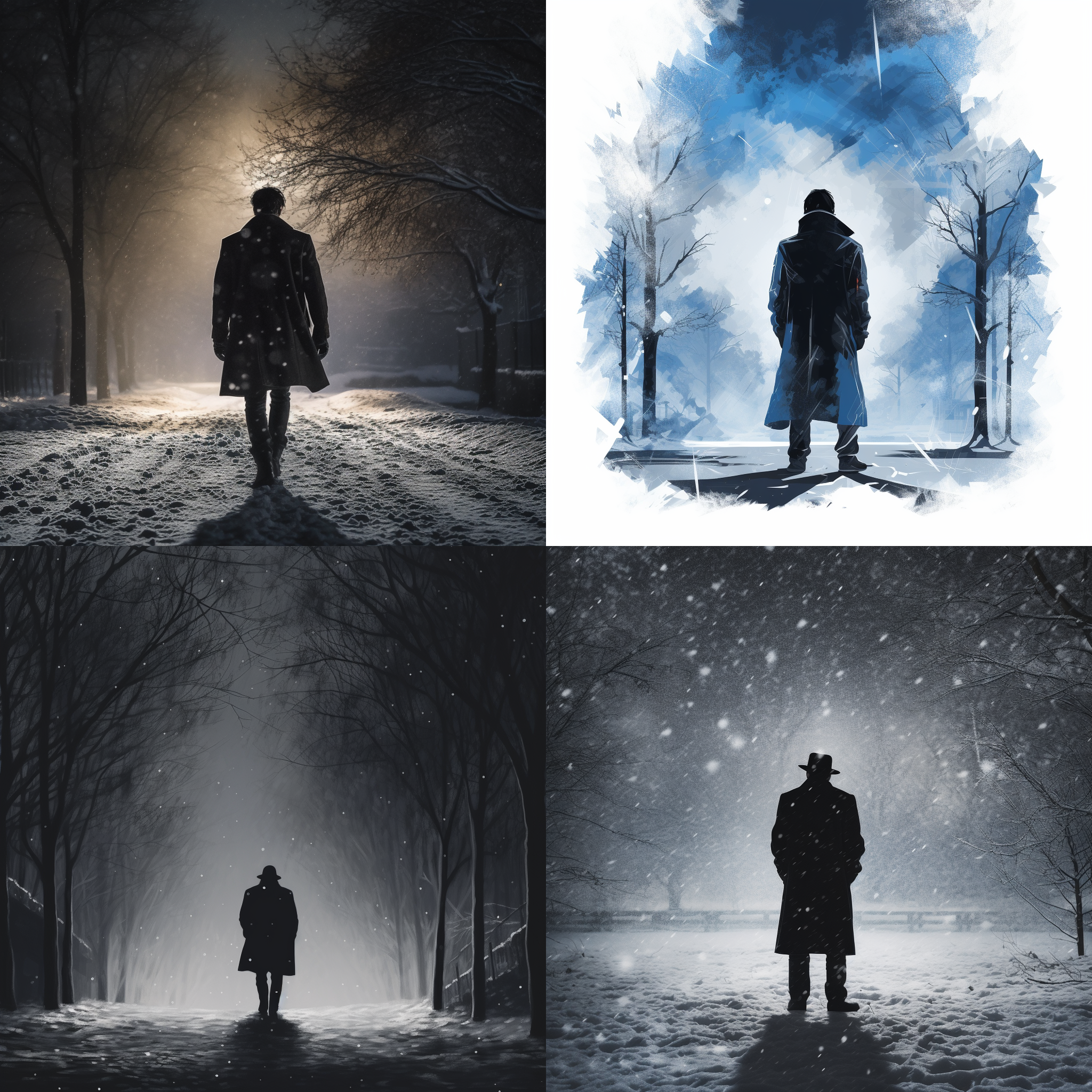 大雪天，男人的背影