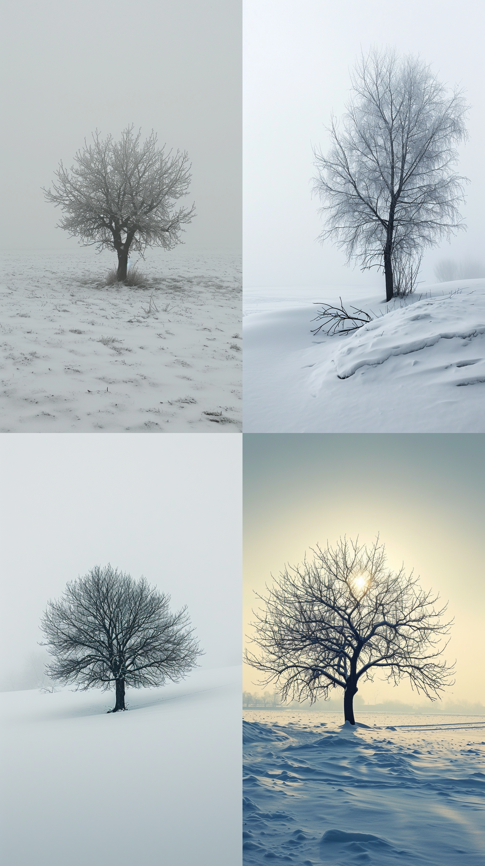 a tree is walking across the snow in the snow, hazy, foggy::2, endless snow, in the style of captivating documentary photos, akos major, monochrome landscapes, intricately mapped worlds, documentary travel photography, layered lines, time-lapse photography, nikon d850