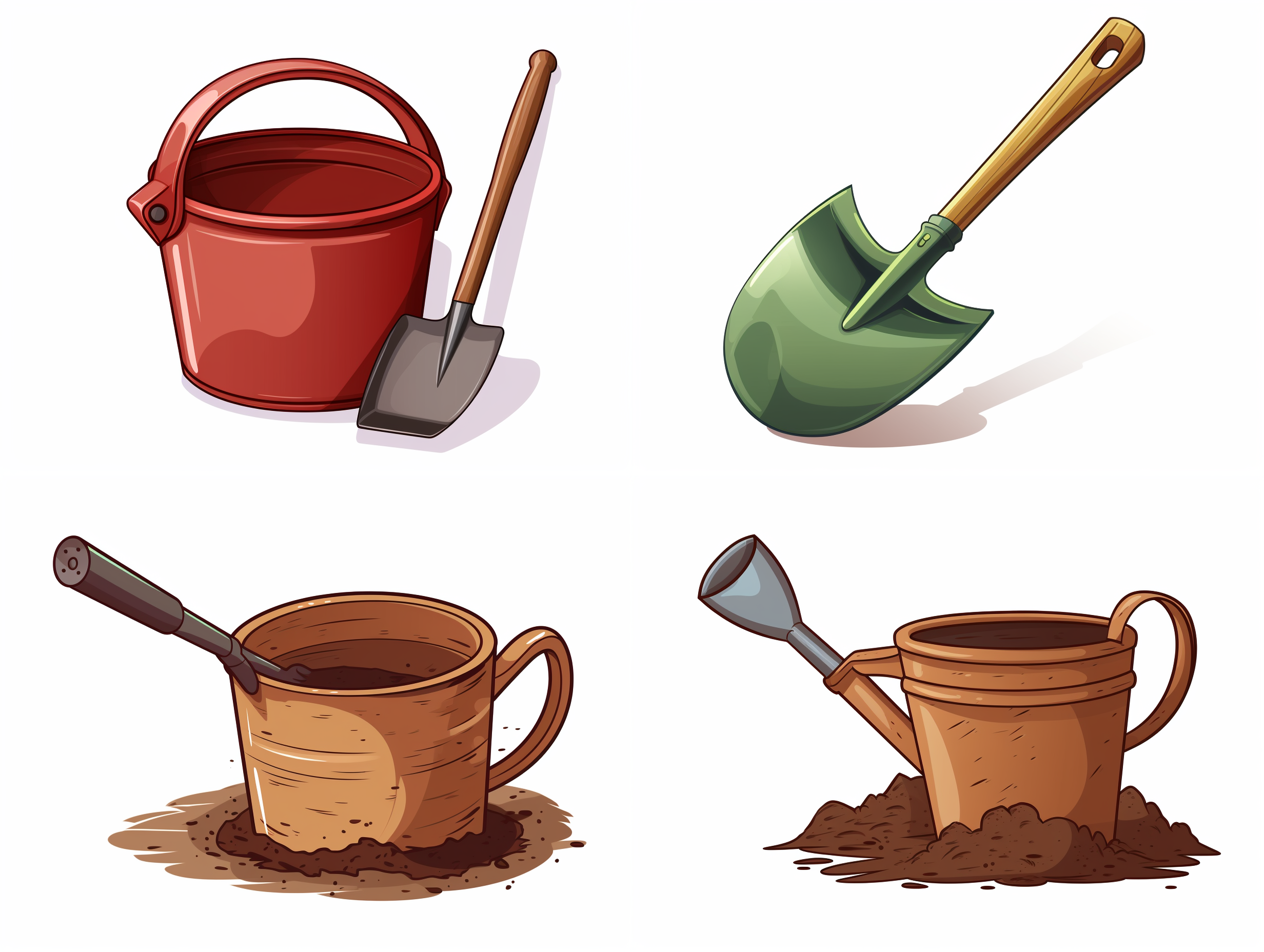 锅铲，矢量图形，配色简单，白色背景，等构。