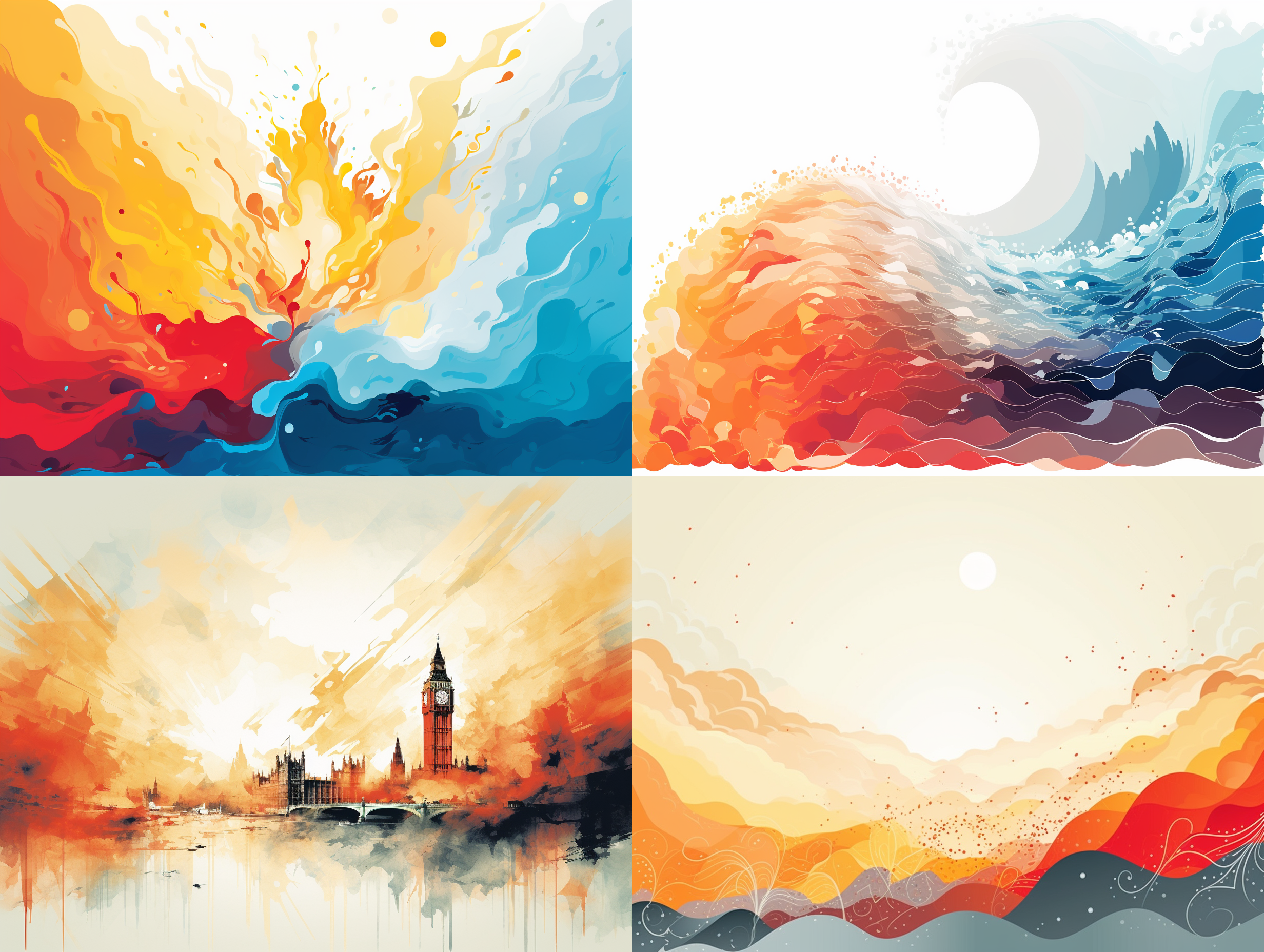 turner，矢量图形，配色简单，白色背景，等构。