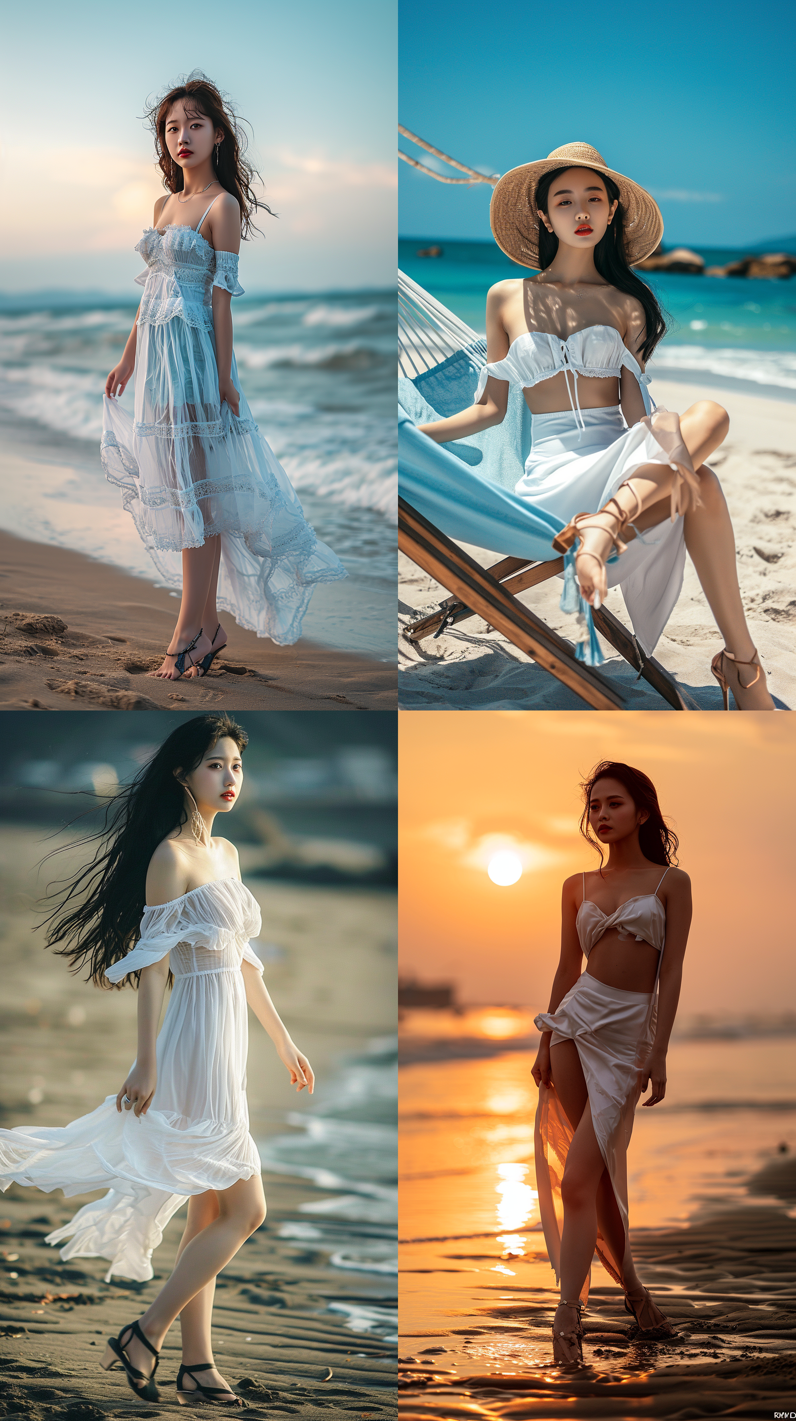 8k画质，中国绝世美女,全身照，五官端正，长腿少女，阳光，身材苗条，沙滩，高跟鞋