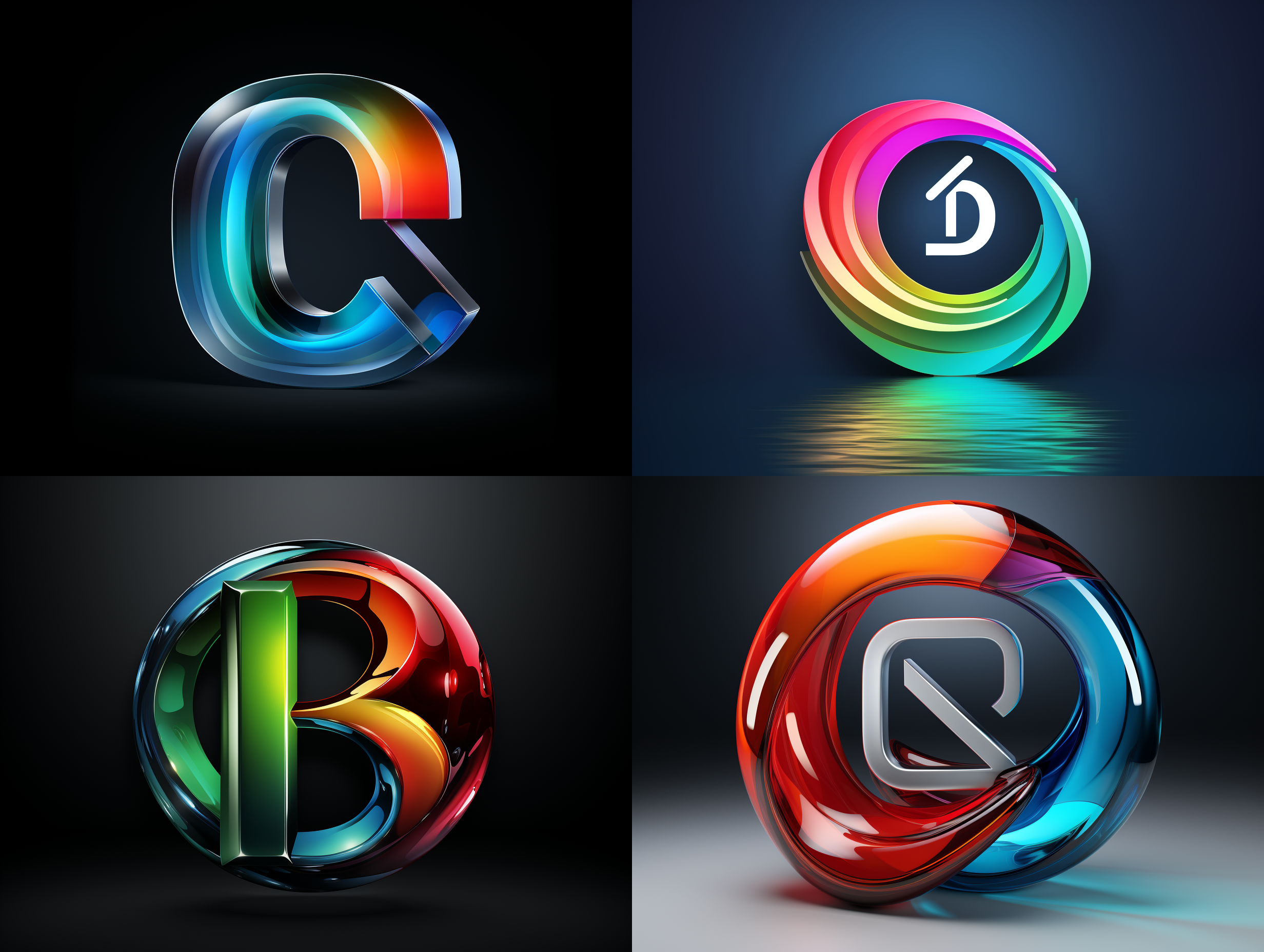 以”dradim3d"设计一个字母数字logo ,字母数字必须完全相同，极简主义风格，简单，有艺术美感，以红绿蓝渐变颜色，顶级专业logo设计，