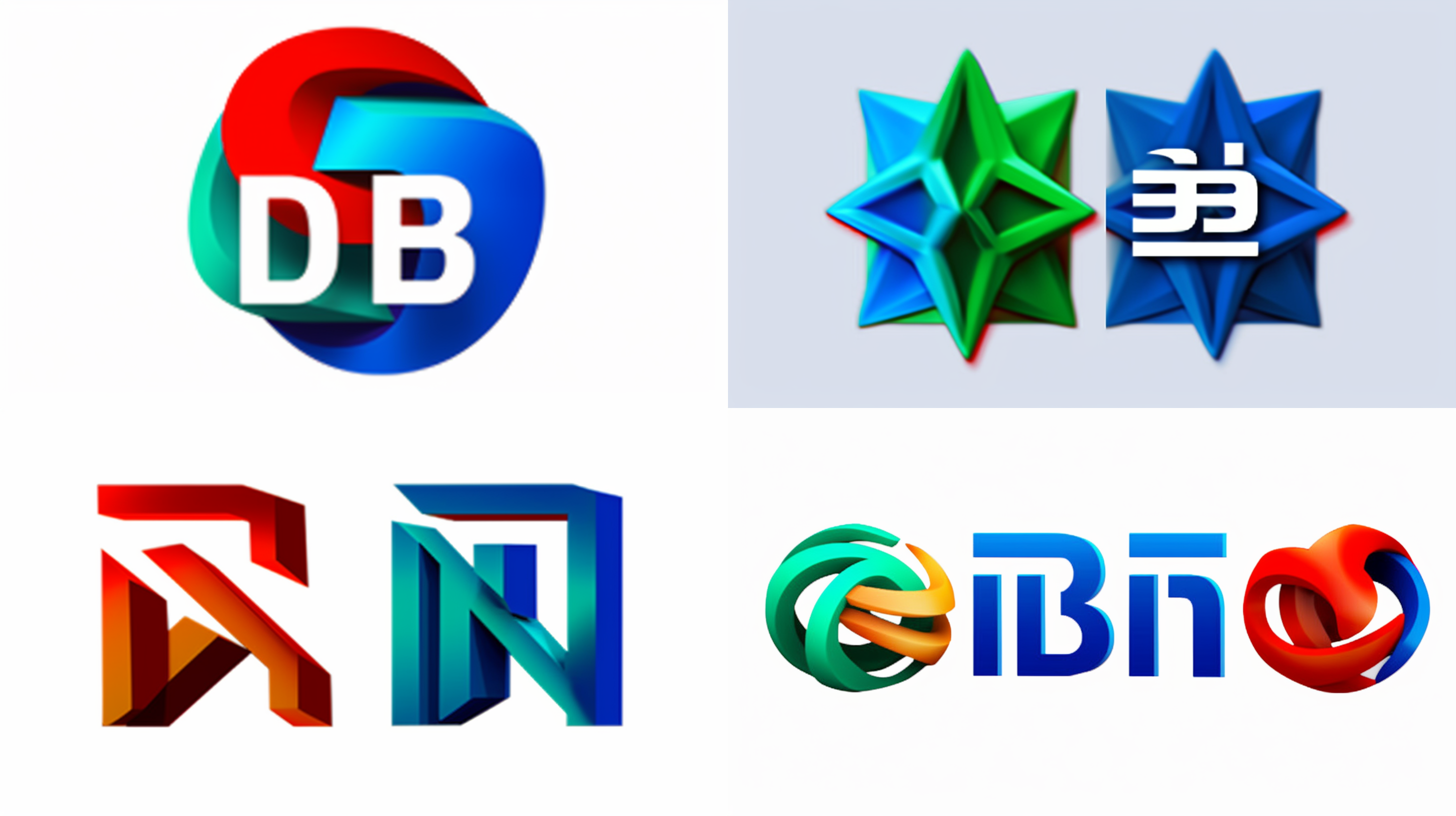 重新设计参考图中的logo，ai矢量图, 红绿蓝 立体感强烈