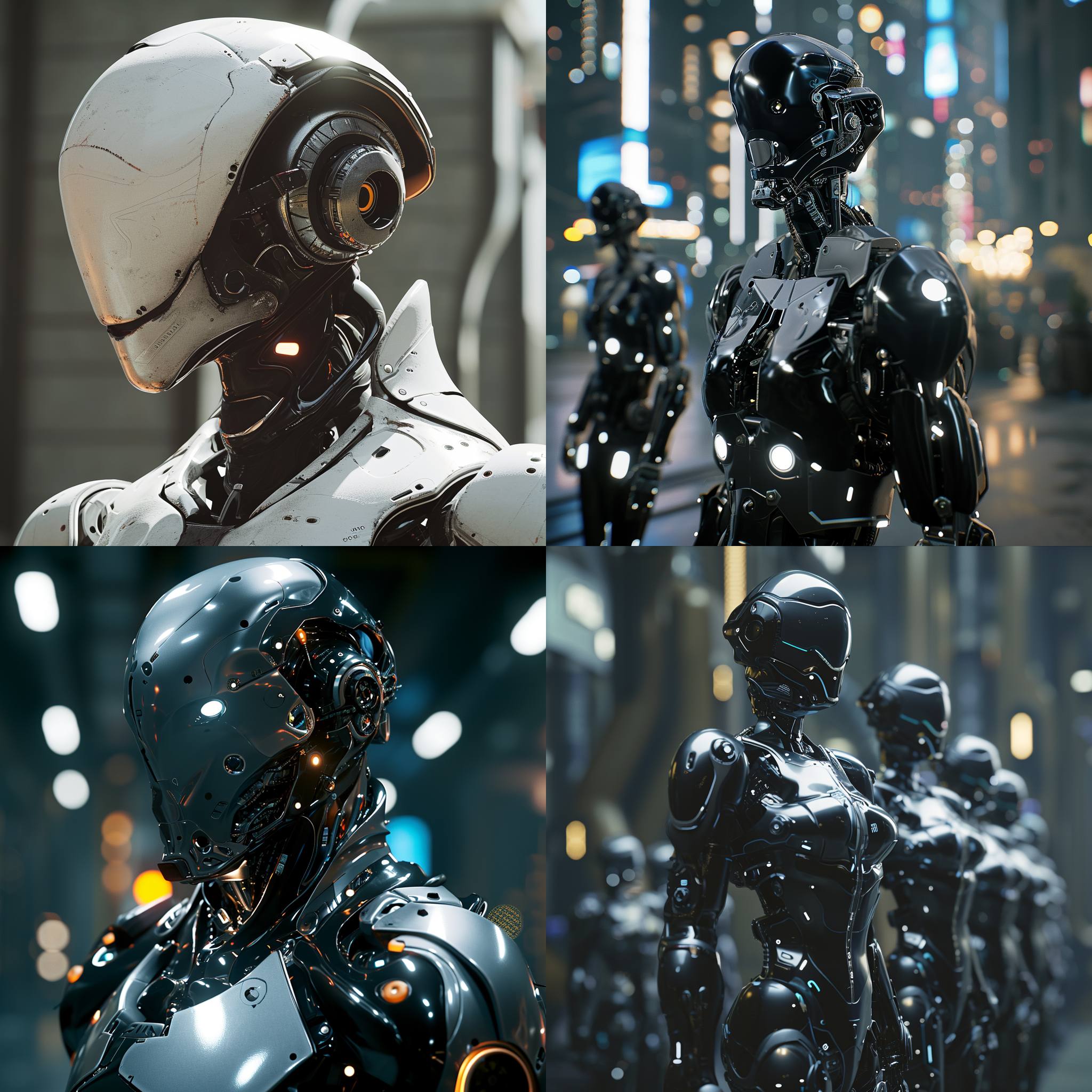 机器人，铁的形态和质感，具有未来主义、超现实主义和赛博朋克的特点，画面夸张，强烈的视觉冲击力，虚幻引擎5，虚拟科技背景