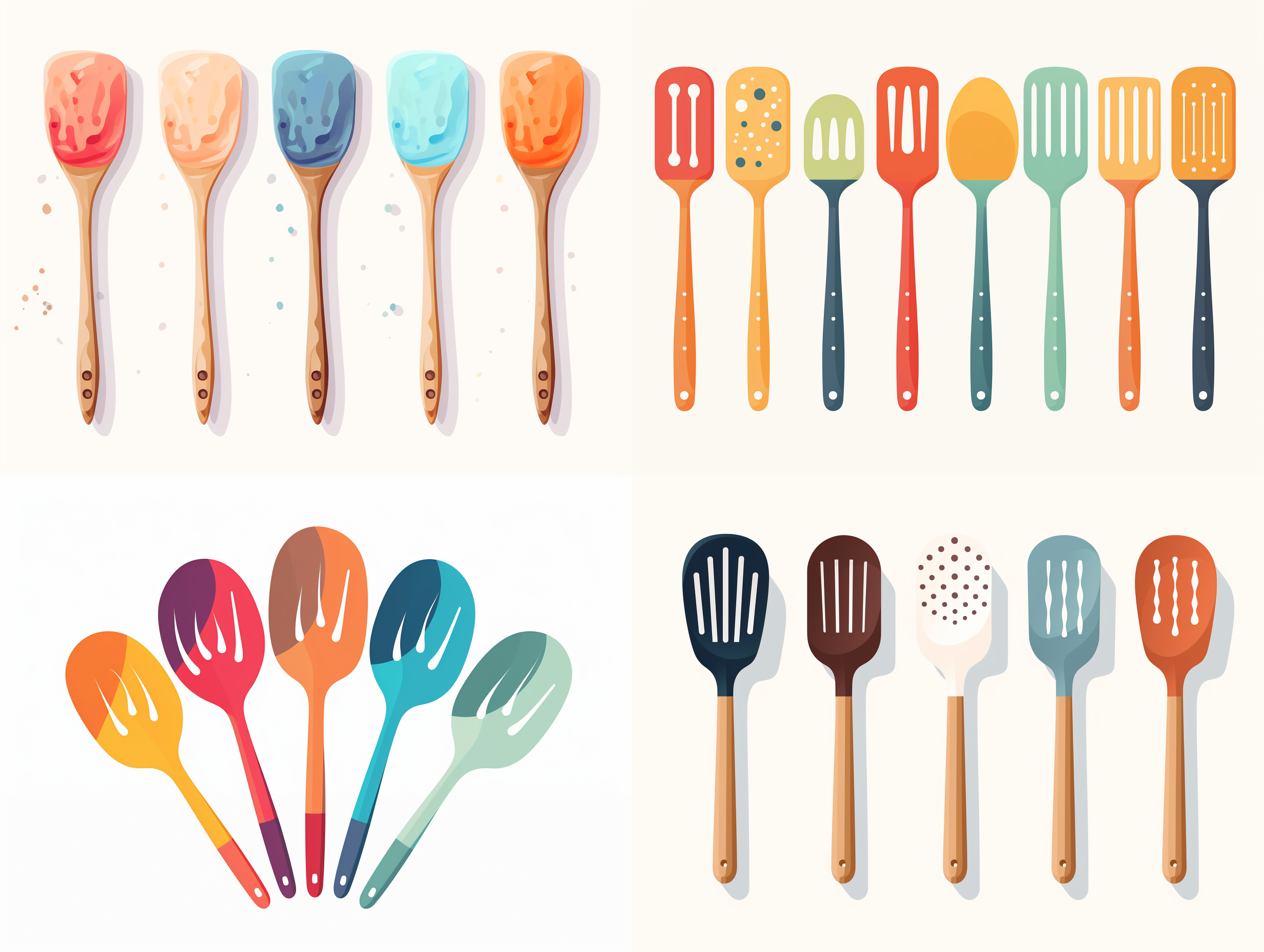 spatula，矢量图形，配色简单，白色背景，等构。