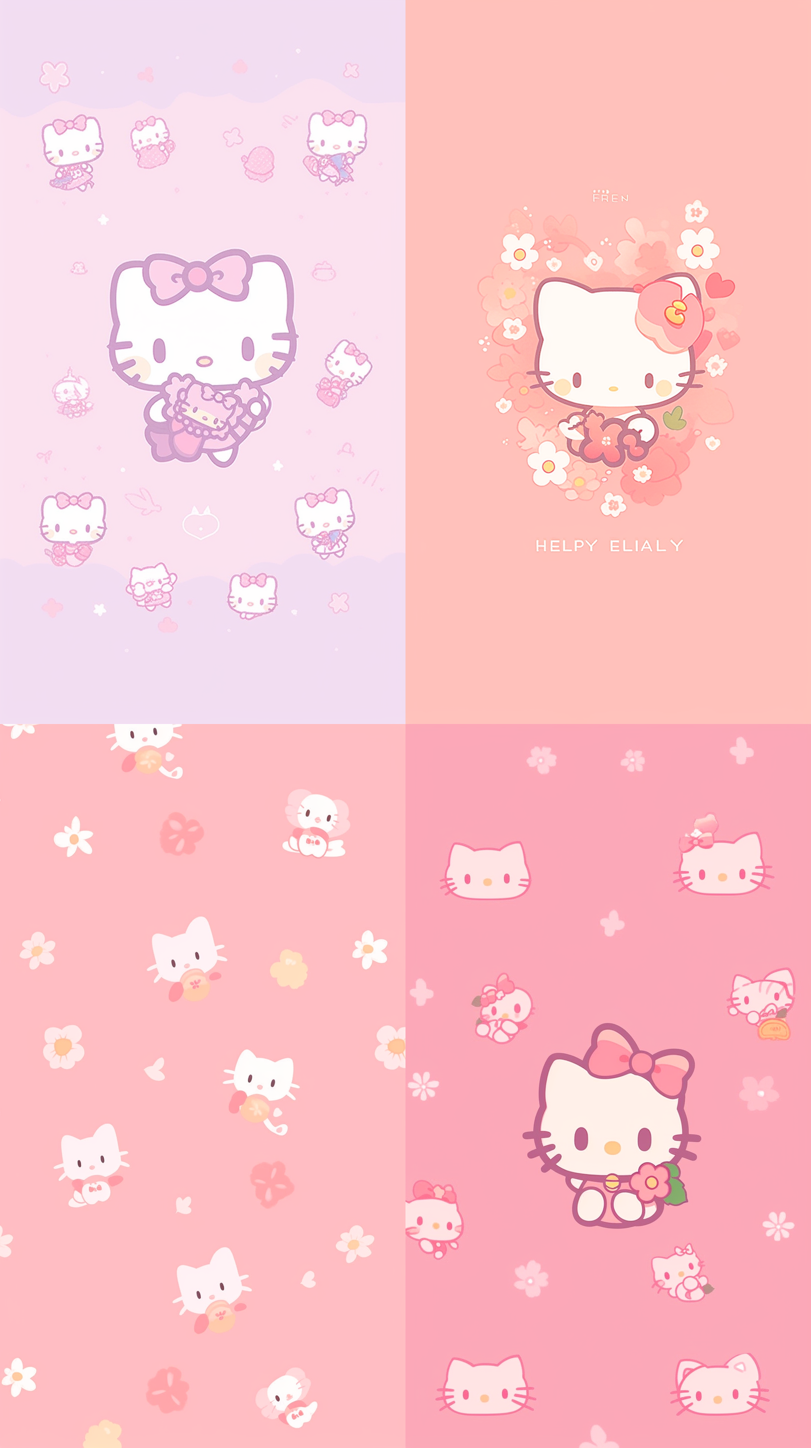 凱蒂貓，满屏，粉色，简约可爱，