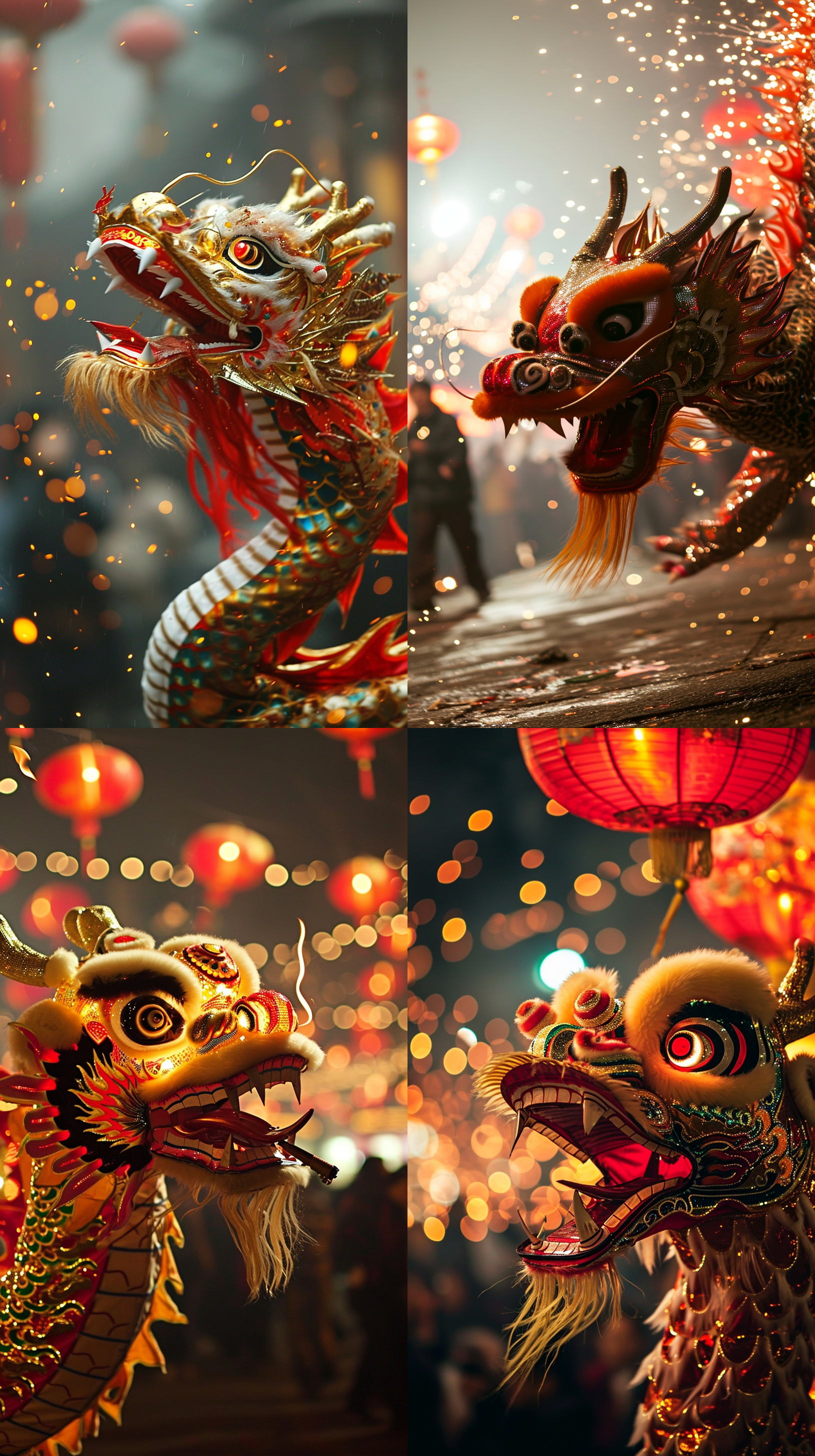 中国传统节日春节 烟花爆竹 喜气洋洋 龙年吉祥