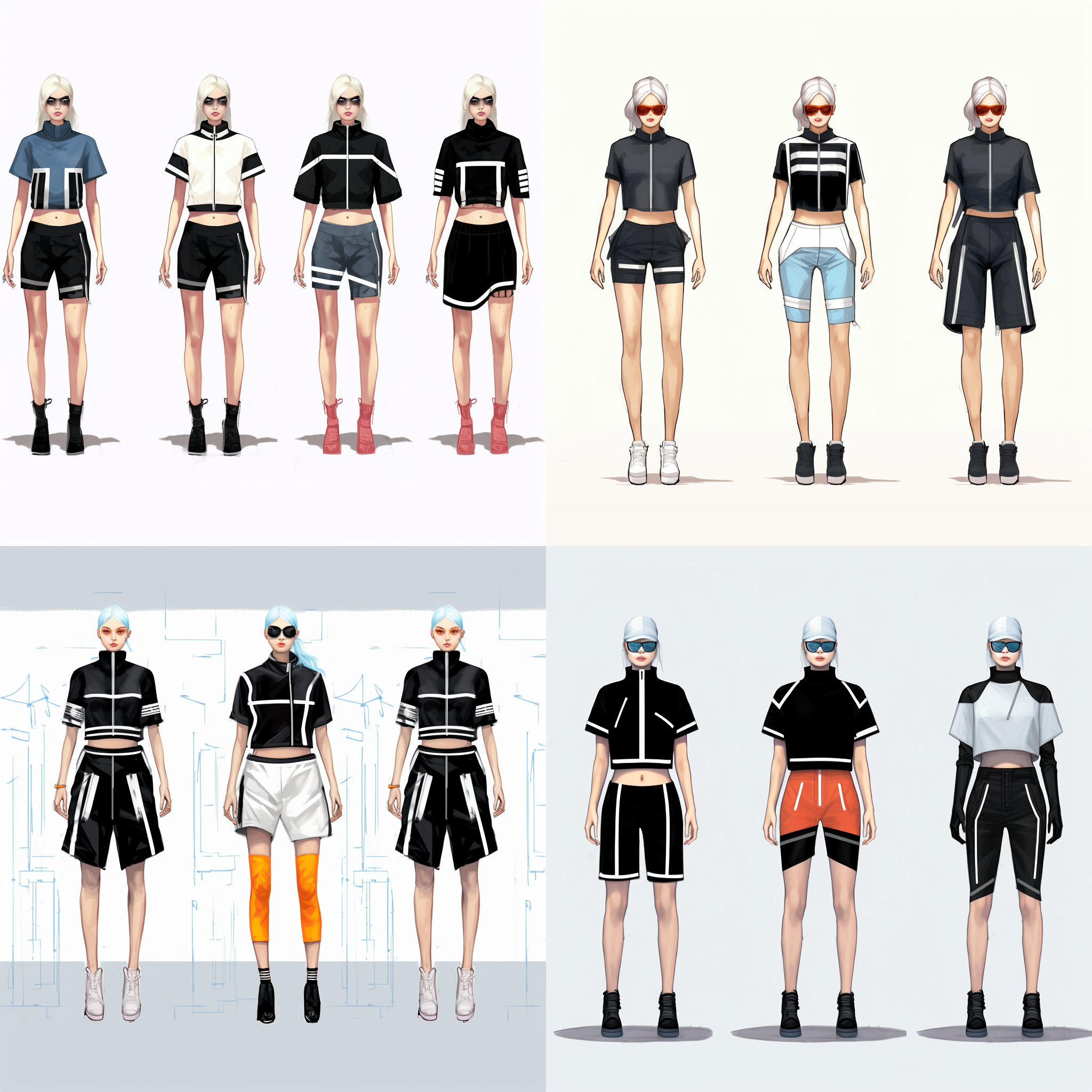 服装效果图，运动款，设计草稿