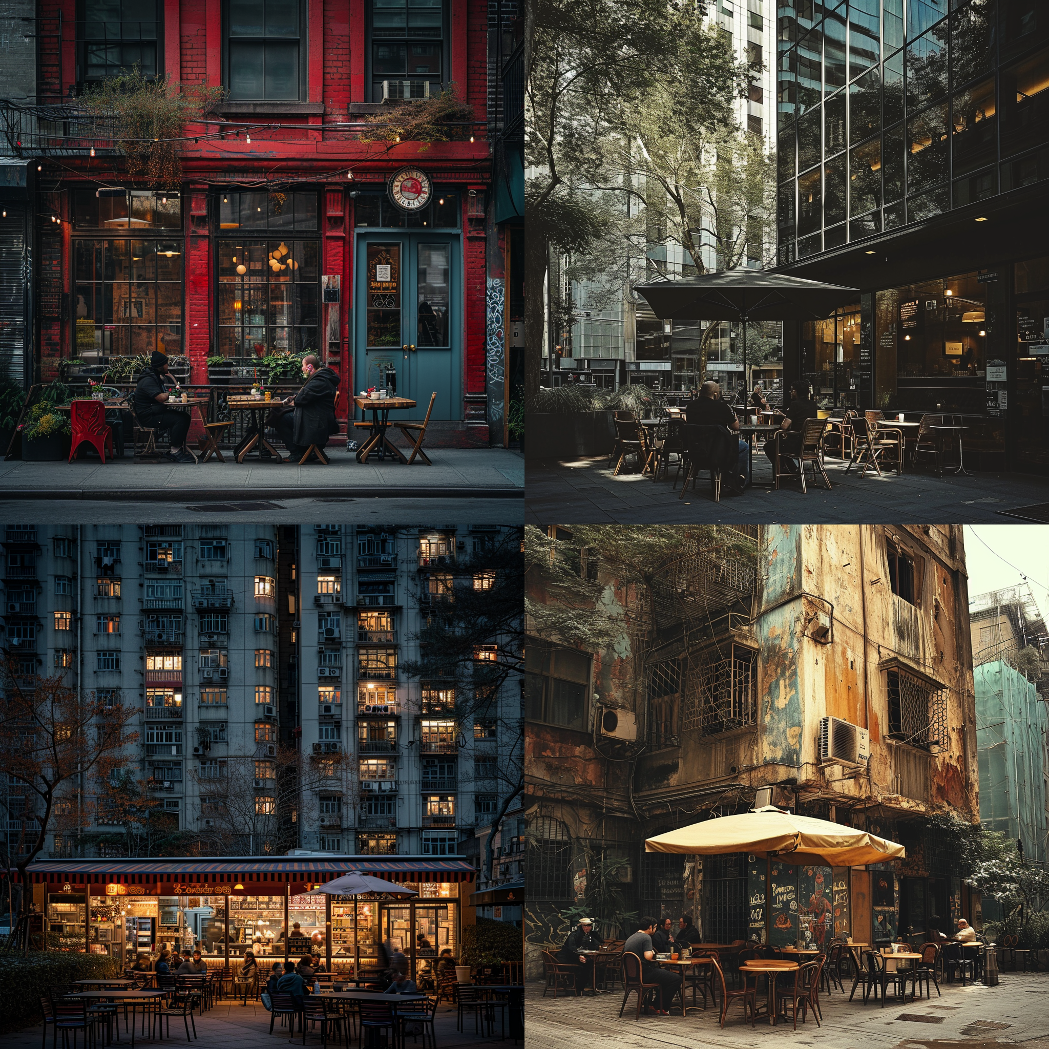 landscape photography,old vouple,outdoor cafe,coffee,street-side,high-rise building