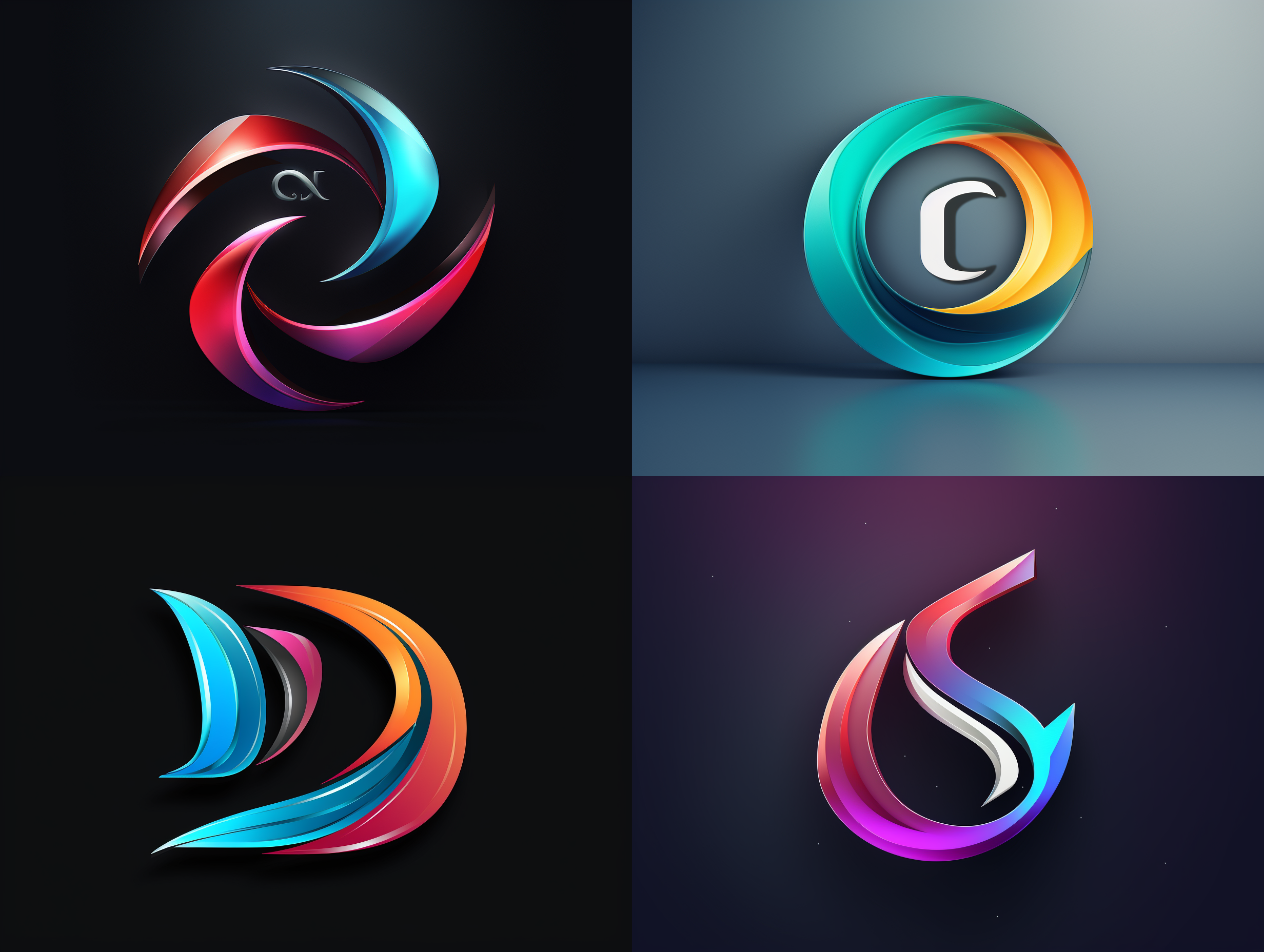 以”dradim3d"设计一个字母组合式logo ,字母数字排列完全相同不能缺少，极简主义风格，简单，以红绿蓝渐变颜色，顶级专业logo设计，