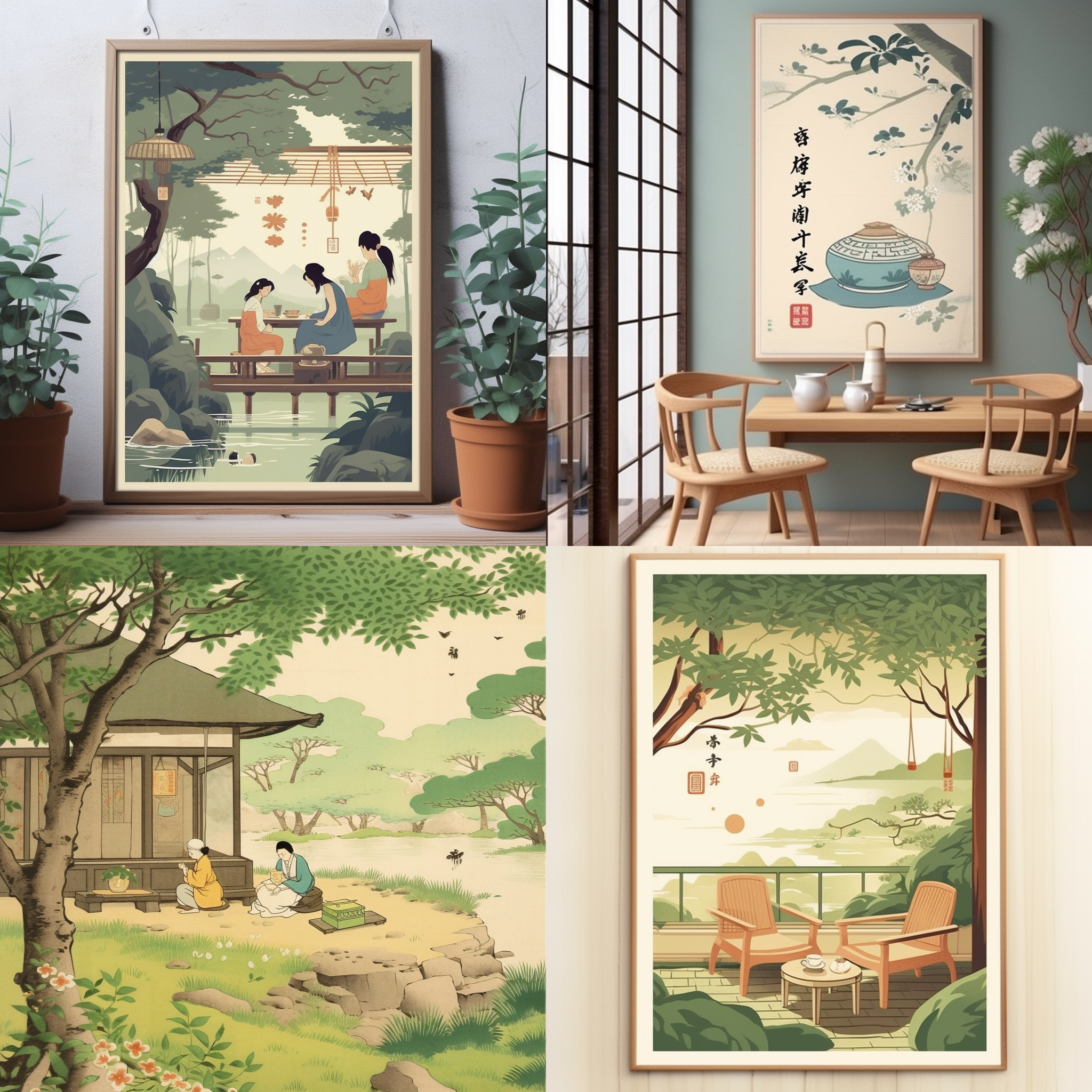 这是一张充满日绘风格的可爱简洁海报，画面呈现出轻松明快的氛围，让人忍不住驻足欣赏。海报的背景是一片翠绿的茶园，茶树间微风拂过，叶片轻轻摇曳，仿佛能闻到清新的茶香。在茶园的一角，一个精致的香囊挂在一根细绳上，散发着淡淡的香气，为整个画面增添了一份神秘和华丽的氛围。 海报的中央，一个金色的龙摆件盘旋在空中，它栩栩如生，龙鳞闪耀着金光，眼睛炯炯有神。龙摆件的加入，使得整个画面更加生动有趣，也更加引人注目。 整个海报色彩明快，线条简洁，给人一种轻松愉悦的感觉。虽然没有出现人物，但通过香囊和龙摆件的巧妙设计，使得海报充满了故事性和趣味性。这张海报非常适合用于茶馆、咖啡厅、书店等场所的装饰，能够吸引路人的目光，让人驻足欣赏。