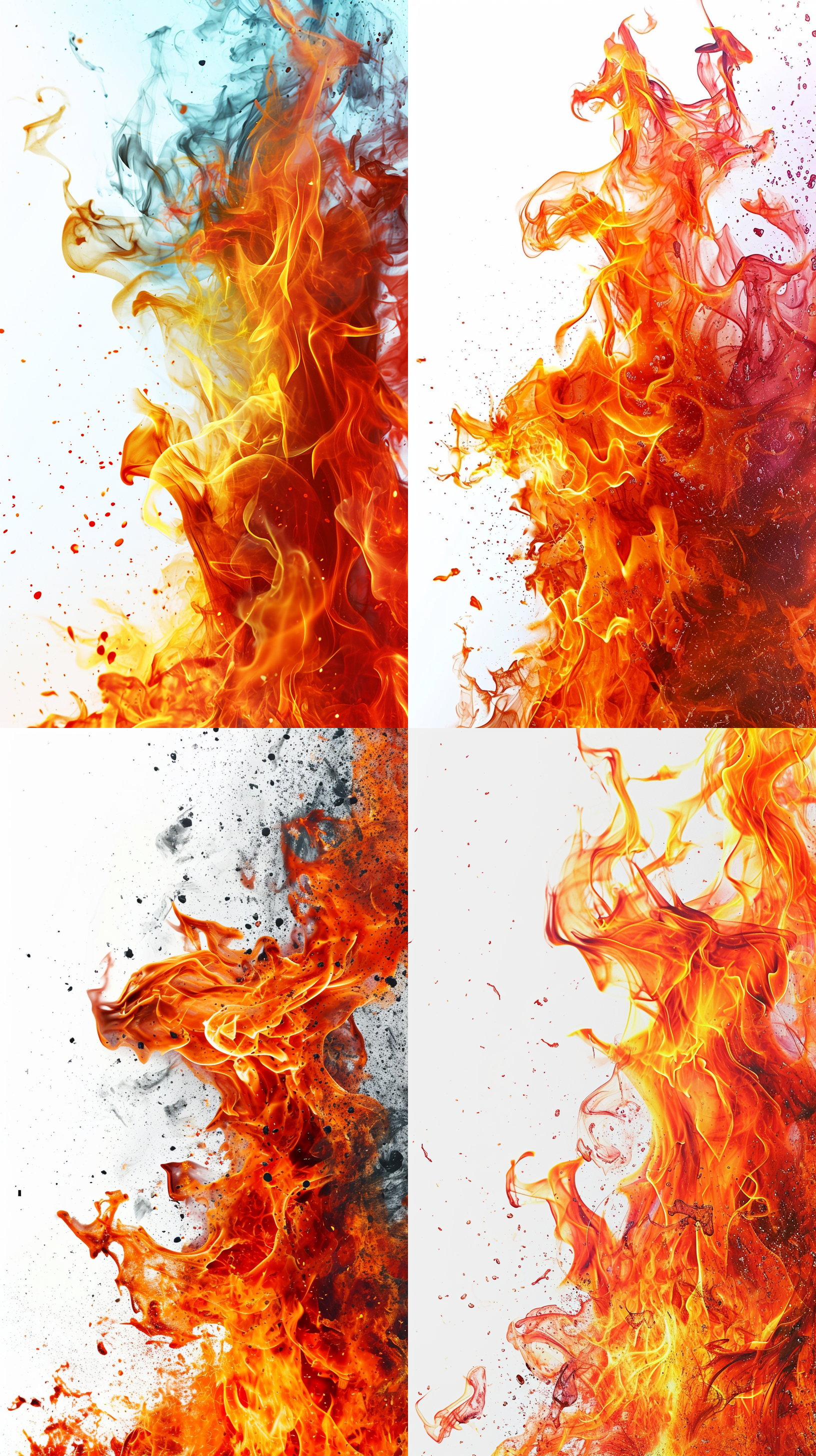 火苗，逼真，高清，白色背景