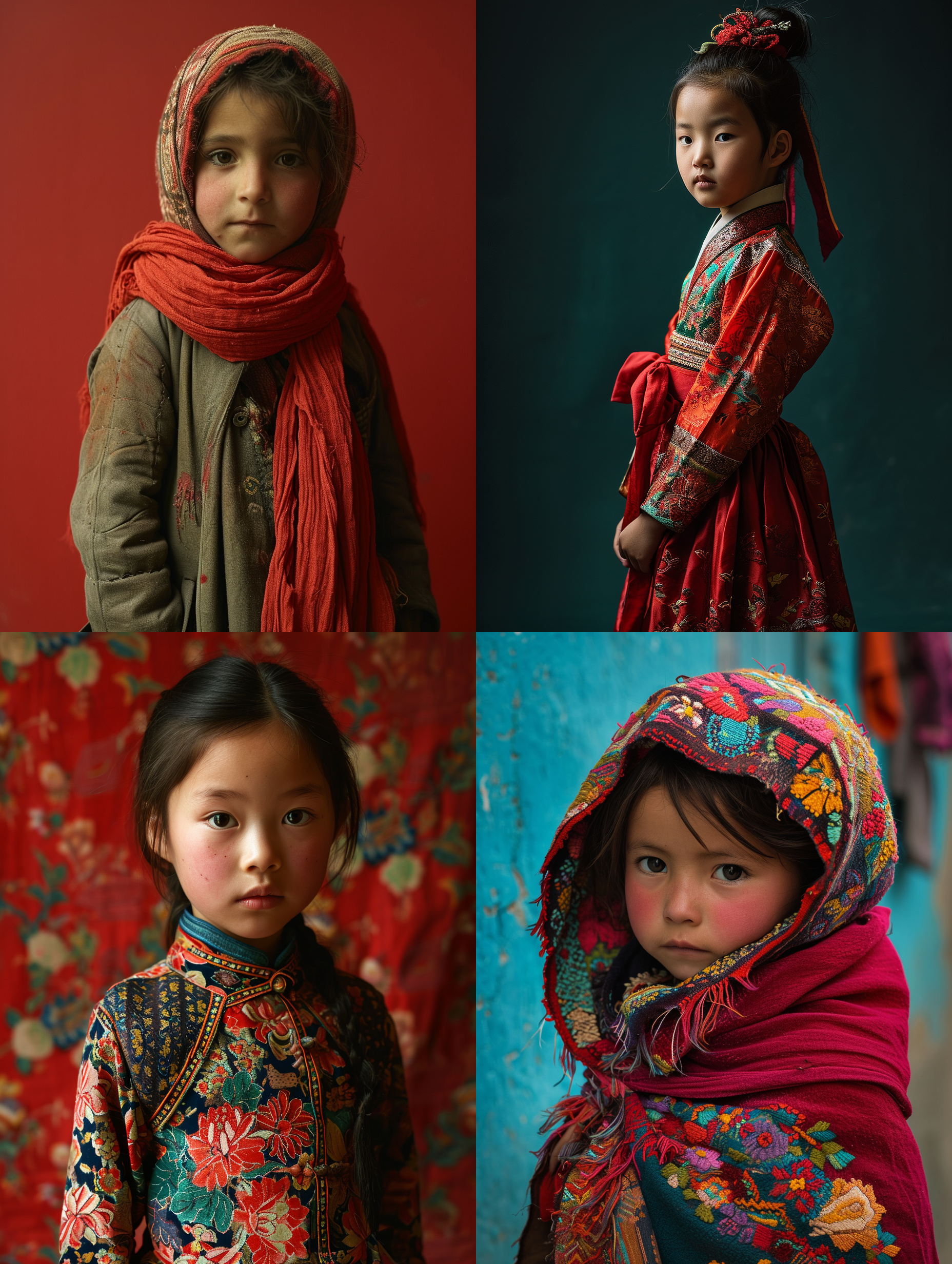 一个东方小女孩，纯色背景，摄影纪实，莱卡镜头 全身 全身