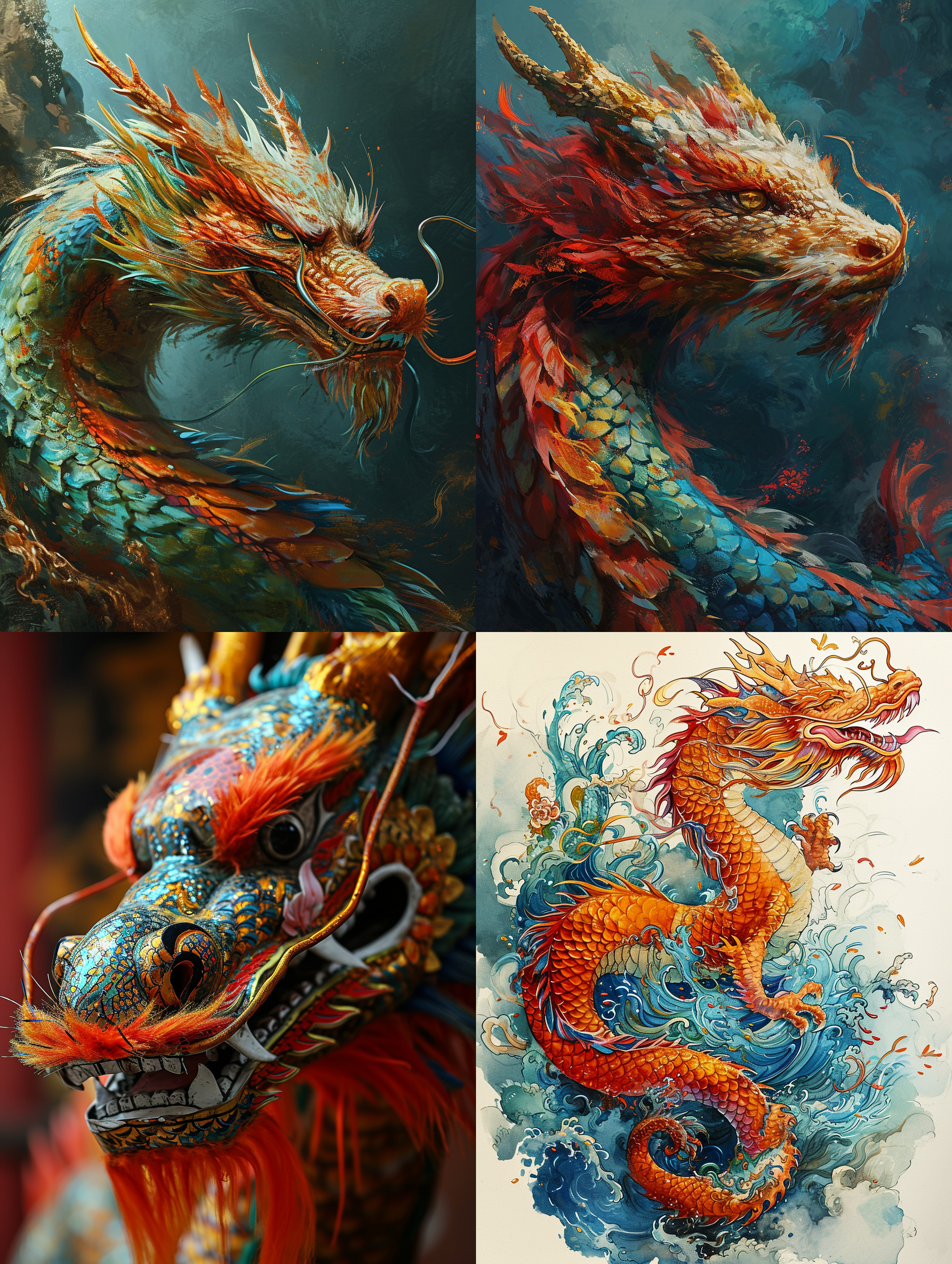 一条中国龙，彩色，明亮，