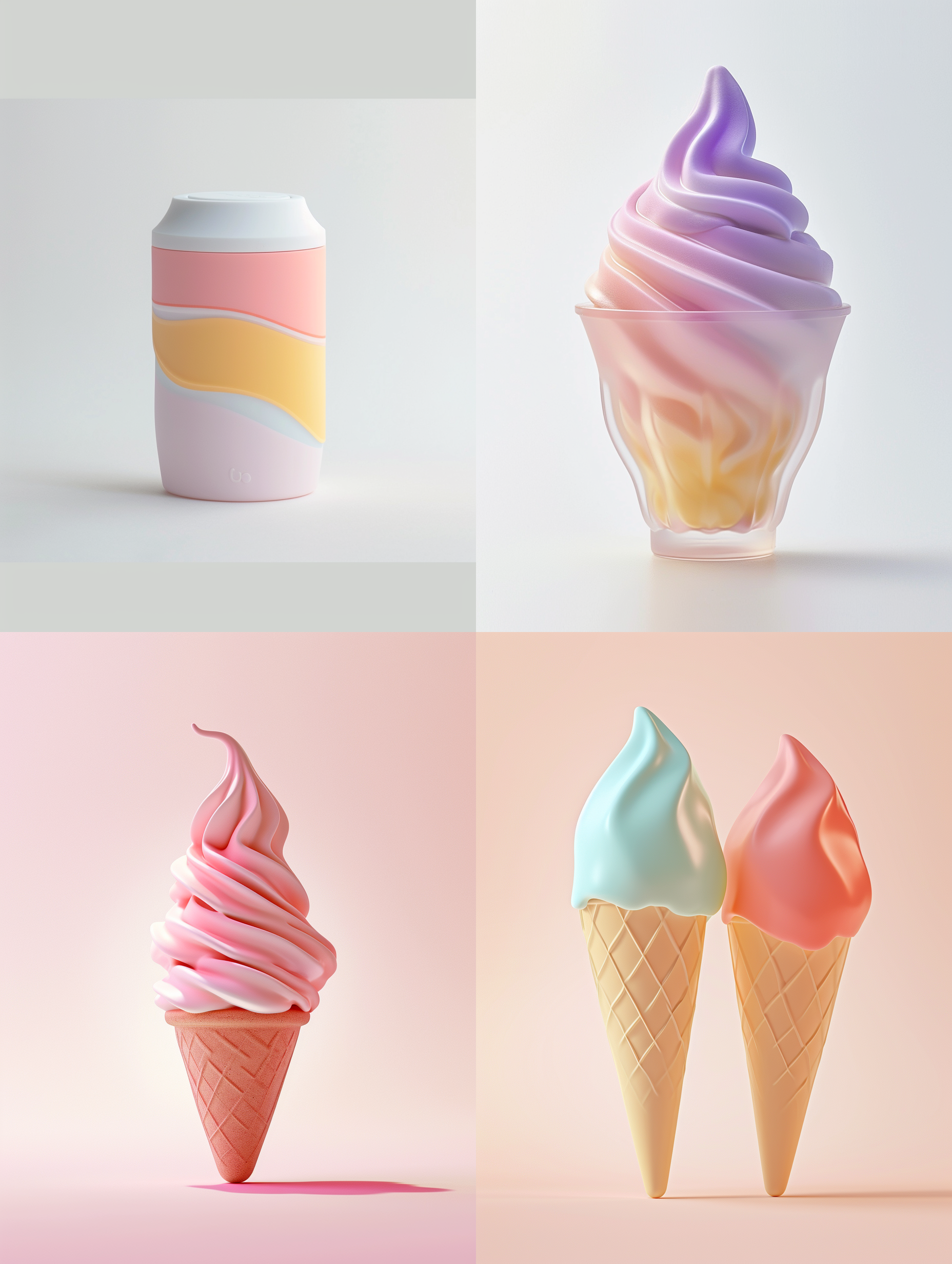 雪糕包装设计，简约风格，白色背景，明亮光线，正面特写，细节精致，流线型形状，糖果色调，清新感，甜美气息，吸引眼球。