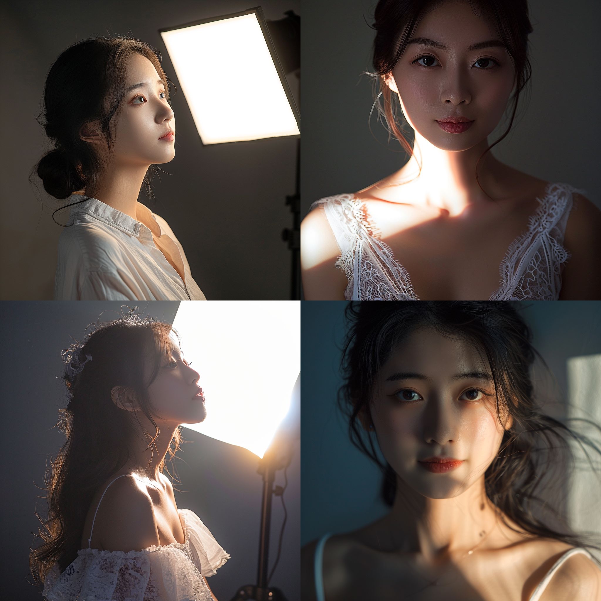 中国女性 背光 工作室照明 半身 白