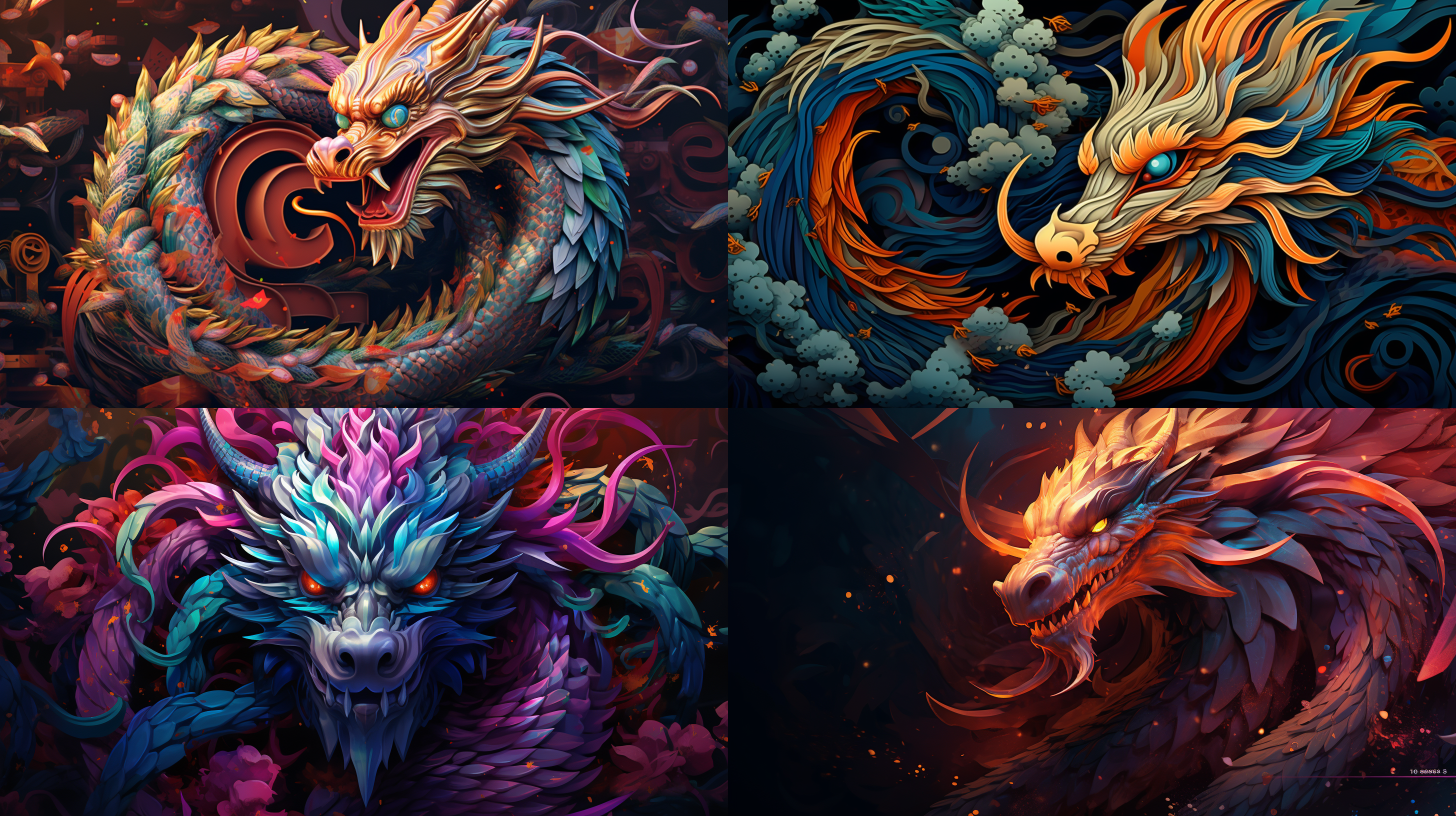 龙，2024，新年，背景纯色