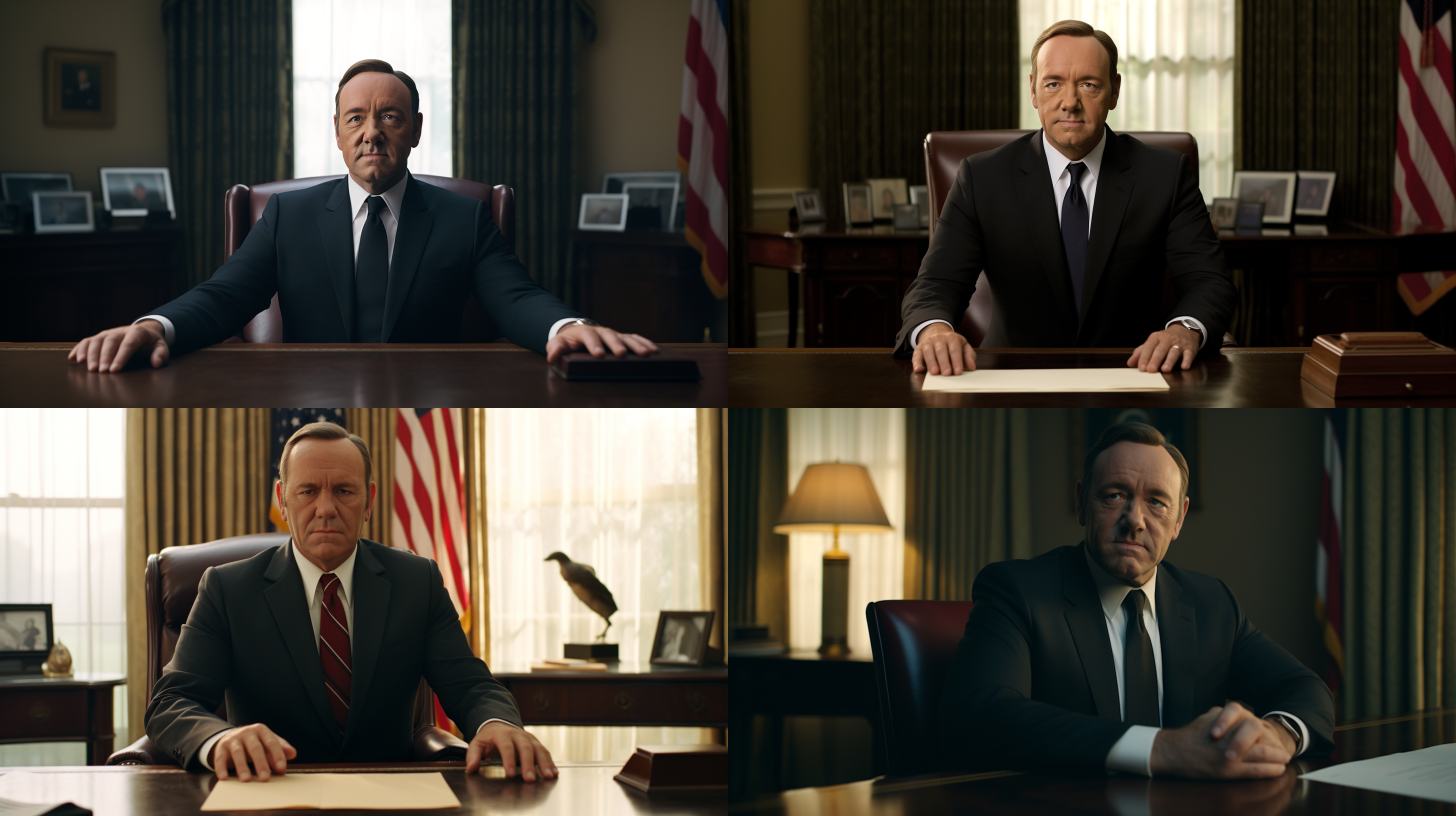 mr. underwood is sitting by the desk in oval office the whitehouse