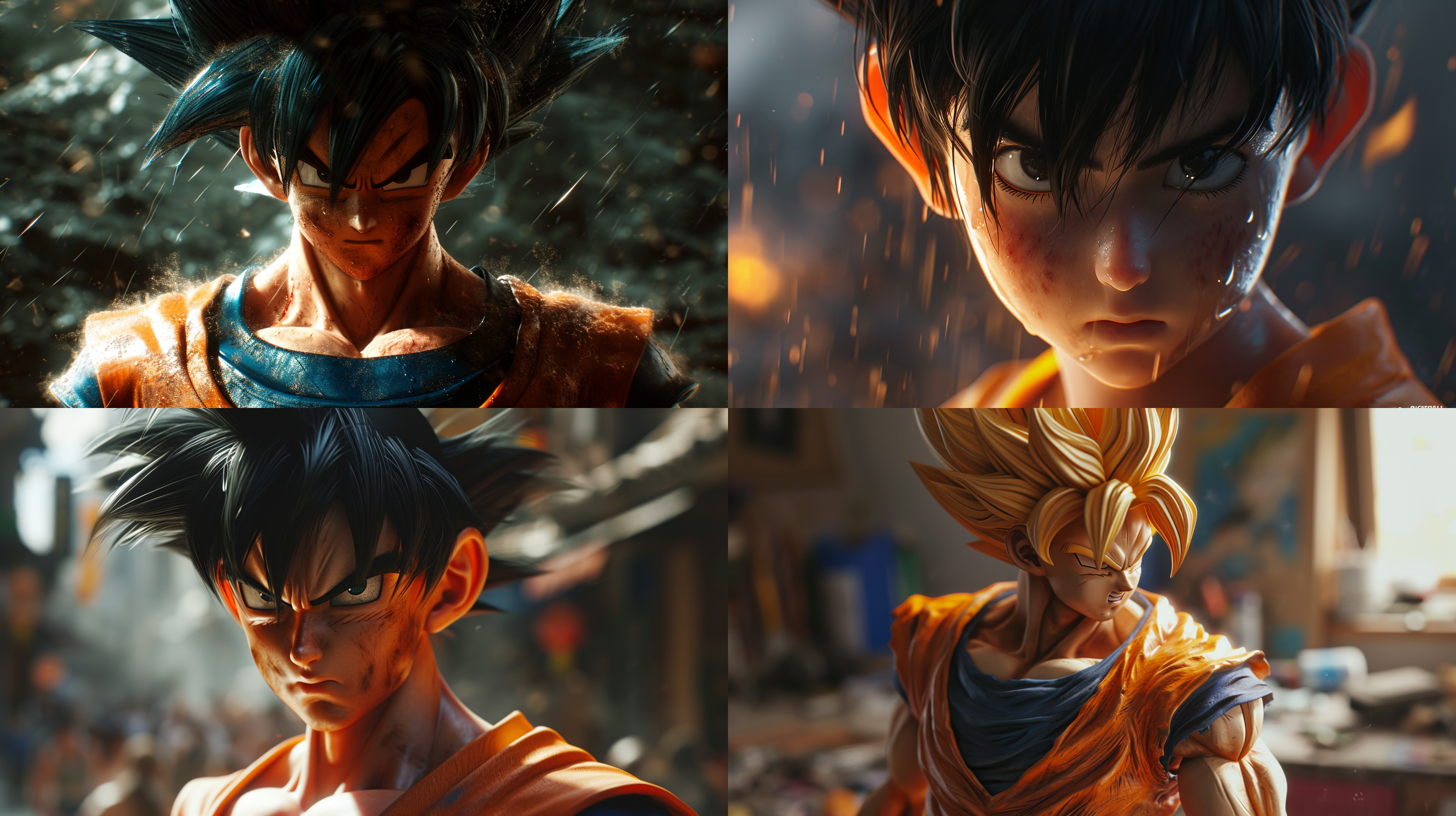 ultra realistic of in dragonball anime, portrait view, in cinematic style, hyperrealistic, hyperrealism, multilayered realism, rich detail