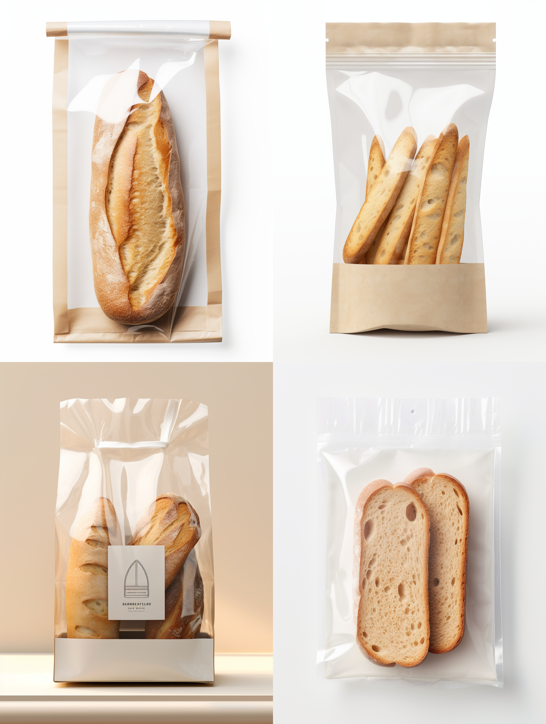 吐司包装袋子，简约，正面展示，正面有窗口，平面构图，专业配色，无阴影，细节清晰、现代风格、白色背景