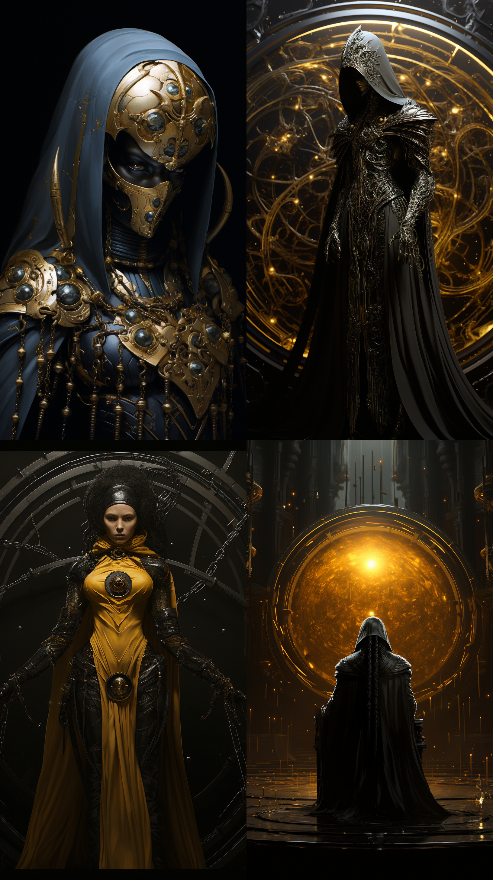 异形，alien，复杂的结构，赛博格，strangeness，concept art,atmospheric，gold decoration，oil painting，hyper quality,high detail,dark background,split lighting,western style,dark,low-purity tone,cinematic shot,cg原画，gerald brom's style，moody,center the composition