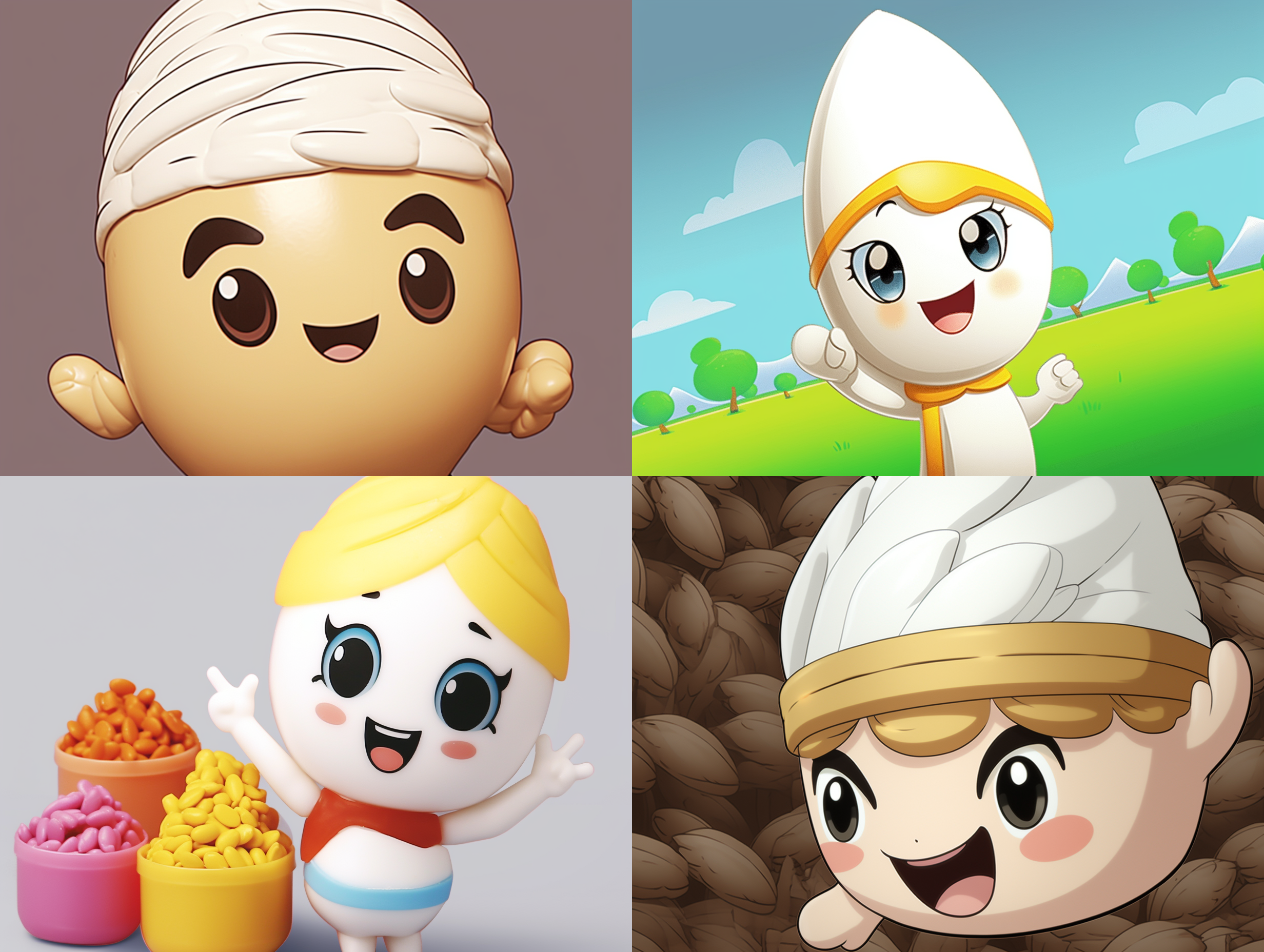 卡通米粒，纯色背景 动画艺术