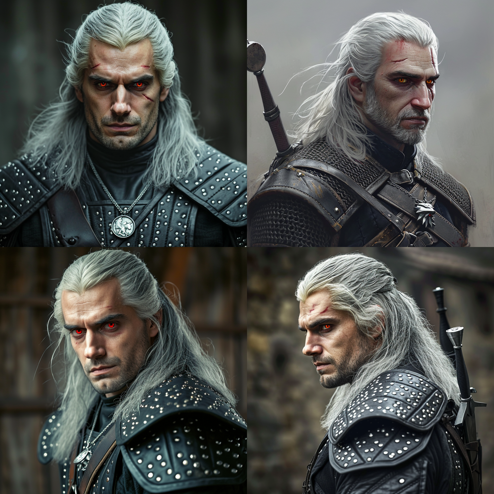 when you mention the witcher and the white wolf, i'm guessing you're talking about the character geralt of rivia, the main character in the fantasy series the witcher by polish writer andrzej sapkowski. geralt is a very handsome and striking man who has silvery-white hair, which is one of his characteristics as a witcher. his silver hair impresses with the contrast to his deep scarlet eyes. his face is well-defined and well-defined, showing the qualities of fortitude and decisiveness. he is tall and muscular, showing off his strength and agility in battle. geralt wears a simple and functional style, usually wearing a witcher's tunic made of black leather with hand-crafted shoulder pads, arm guards, and leggings. the gear reflects his combat skills and attention to detail. his appearance reflects his professional identity, while also highlighting his independent and determined character. in addition to his physical attractiveness, geralt also showed an inner charm. he is a wise and experienced witcher, and his tenacity and calmness make him a leader in difficult situations. his silence and mystery add to his appeal and make people want to learn more about his story and past. in conclusion, geralt is a handsome, powerful, and charismatic man. his physical appearance complements his character, making him an idol in the minds of many readers and gamers.
