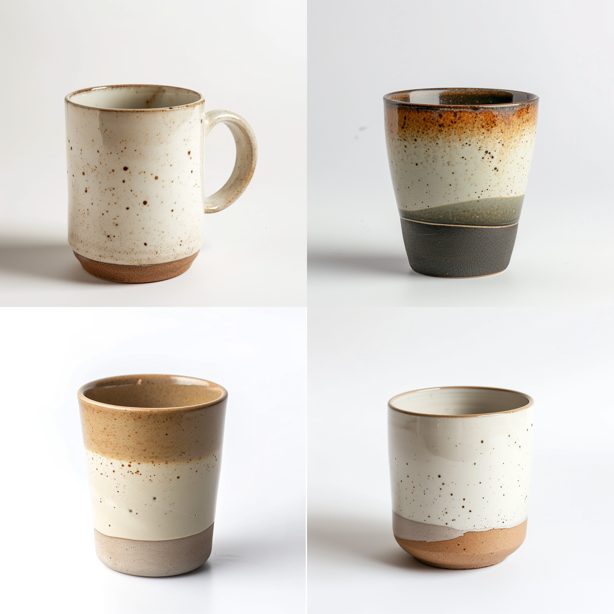 圆柱形陶咖啡杯，300ml，前视图，深度聚焦构图，摄影棚白色背景