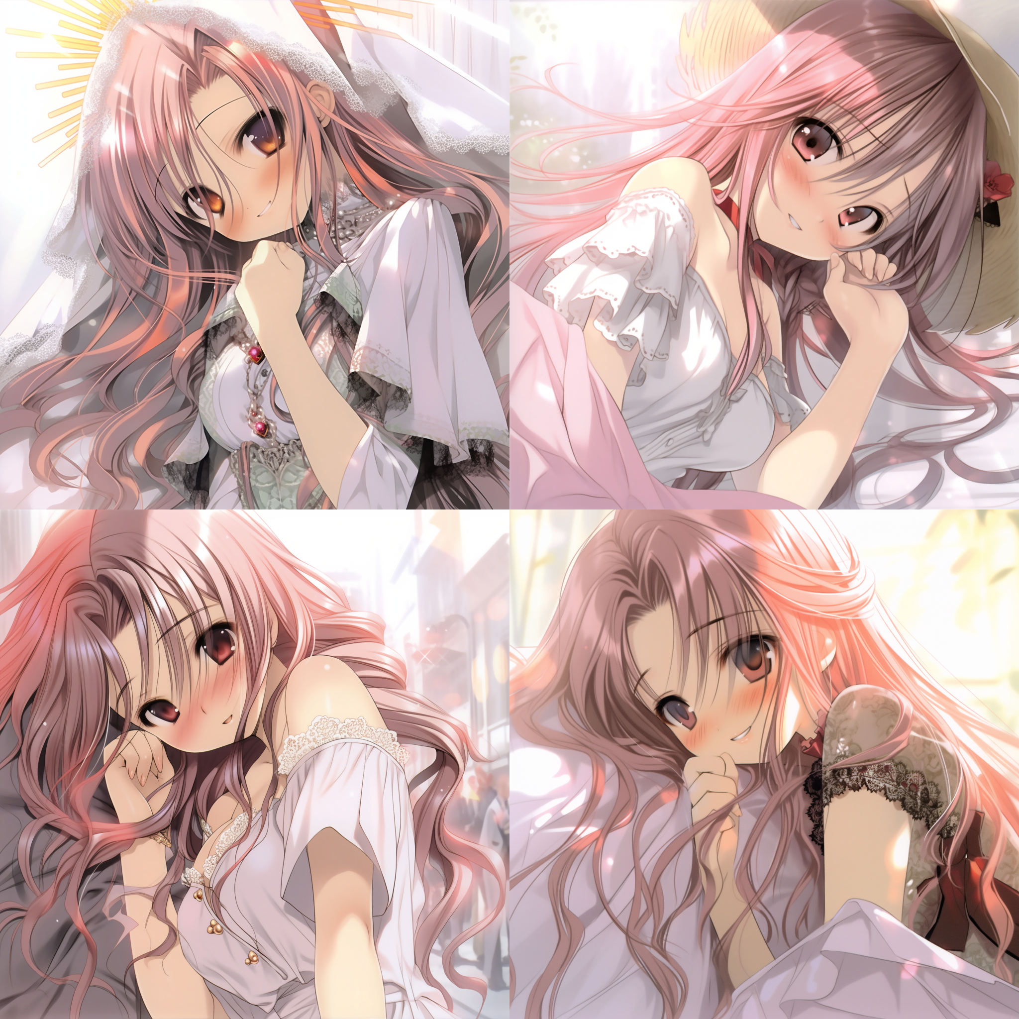 杰作上身，女孩子红色长发，晴天，精致复杂的服装，柔和的颜色，金属光，神光，丰富的细节，最高质量，超细节，极其精致，最新的pixiv插图