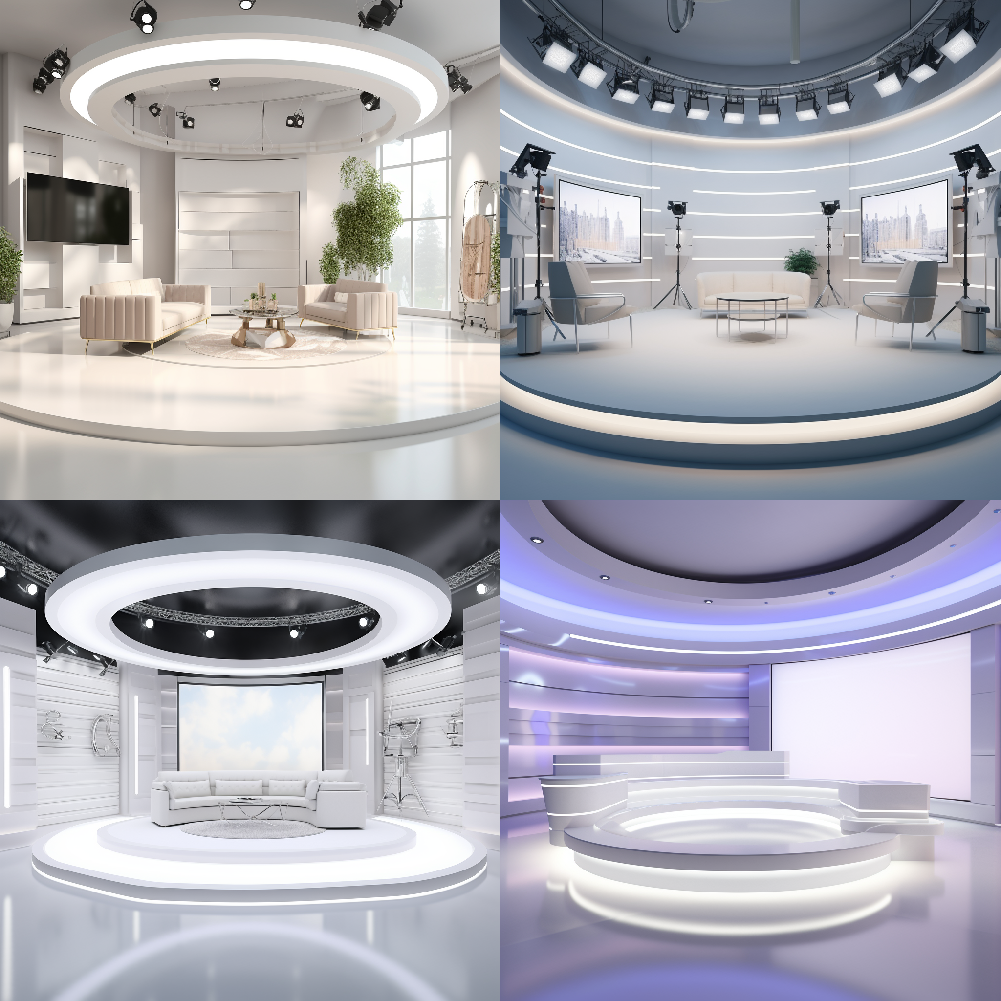 realistic live broadcast room, design effect, white background, three-dimensional space, simple and luxurious, mobile vertical screen style，studio light