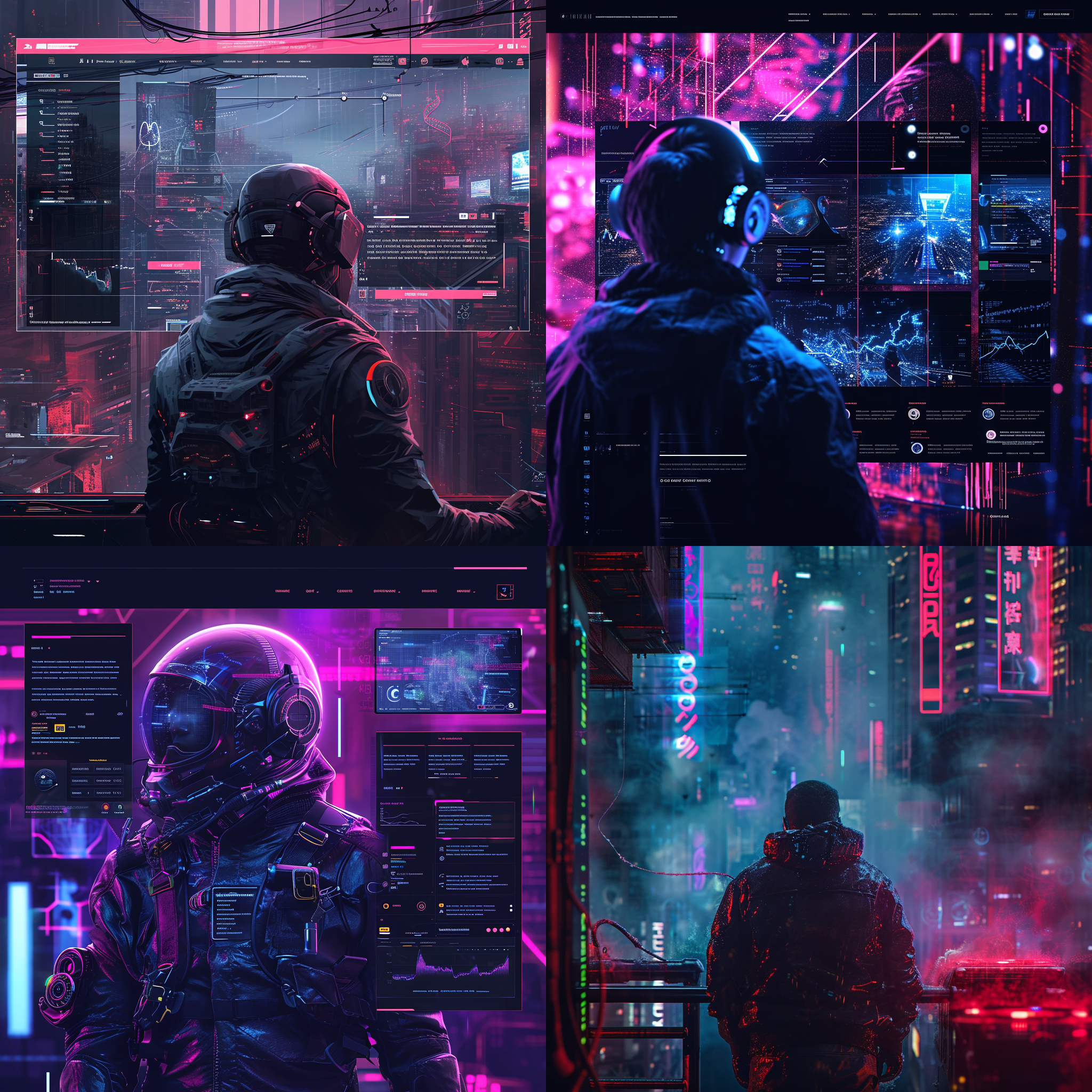 个人博客落地页，网站的ui设计，赛博朋克风格，高分辨率，灵感来处behance