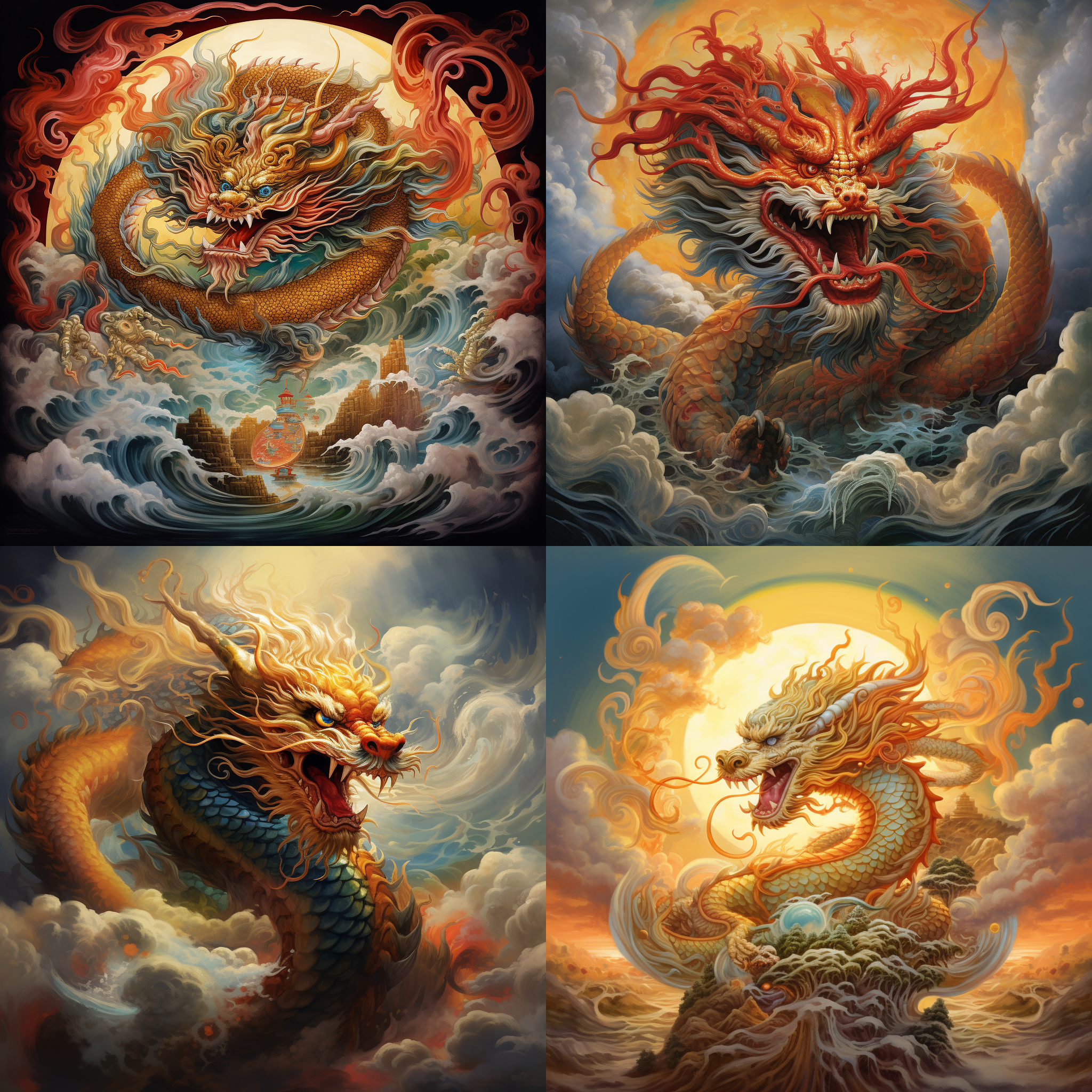 一条中国龙环绕地球，保佑人类平安，画面温暖祥和，祥云，生机勃勃，吉祥