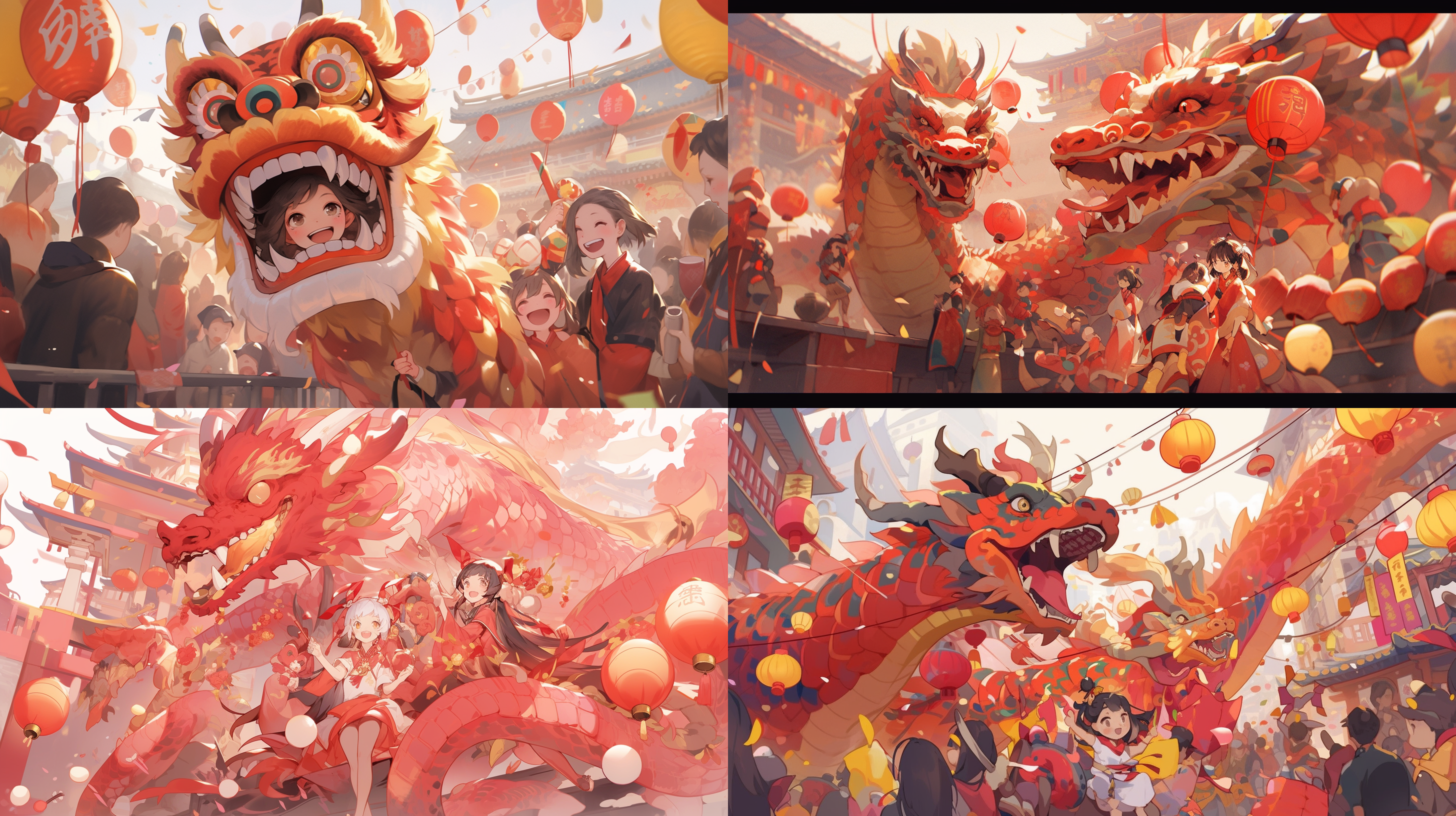 新年 龙年 可爱 颜色鲜艳 舞龙 广场