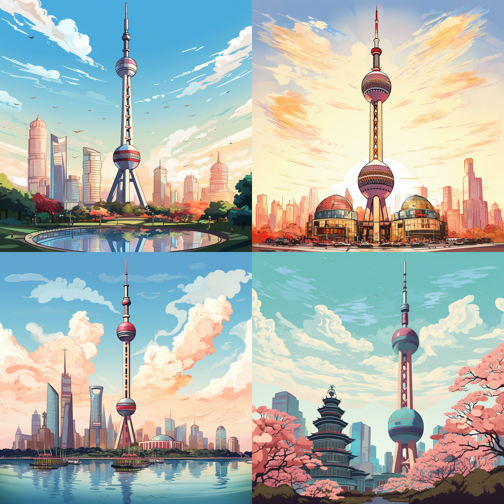 东方明珠塔插画