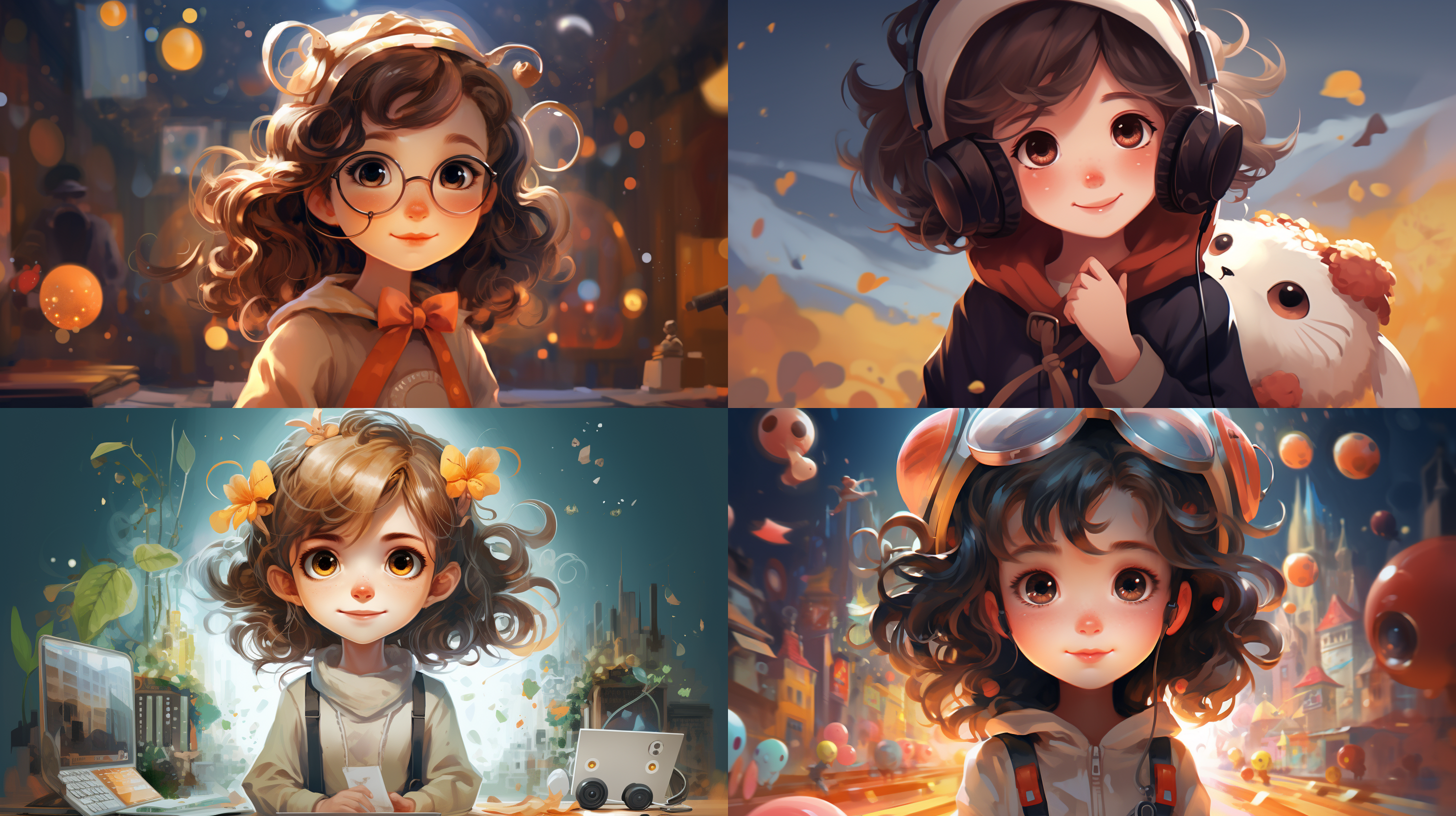 一个q版可爱的人物形象，融合科技，非遗，戏剧，美食，时尚等视觉元素，具有形象温和，友好，亲和力强的