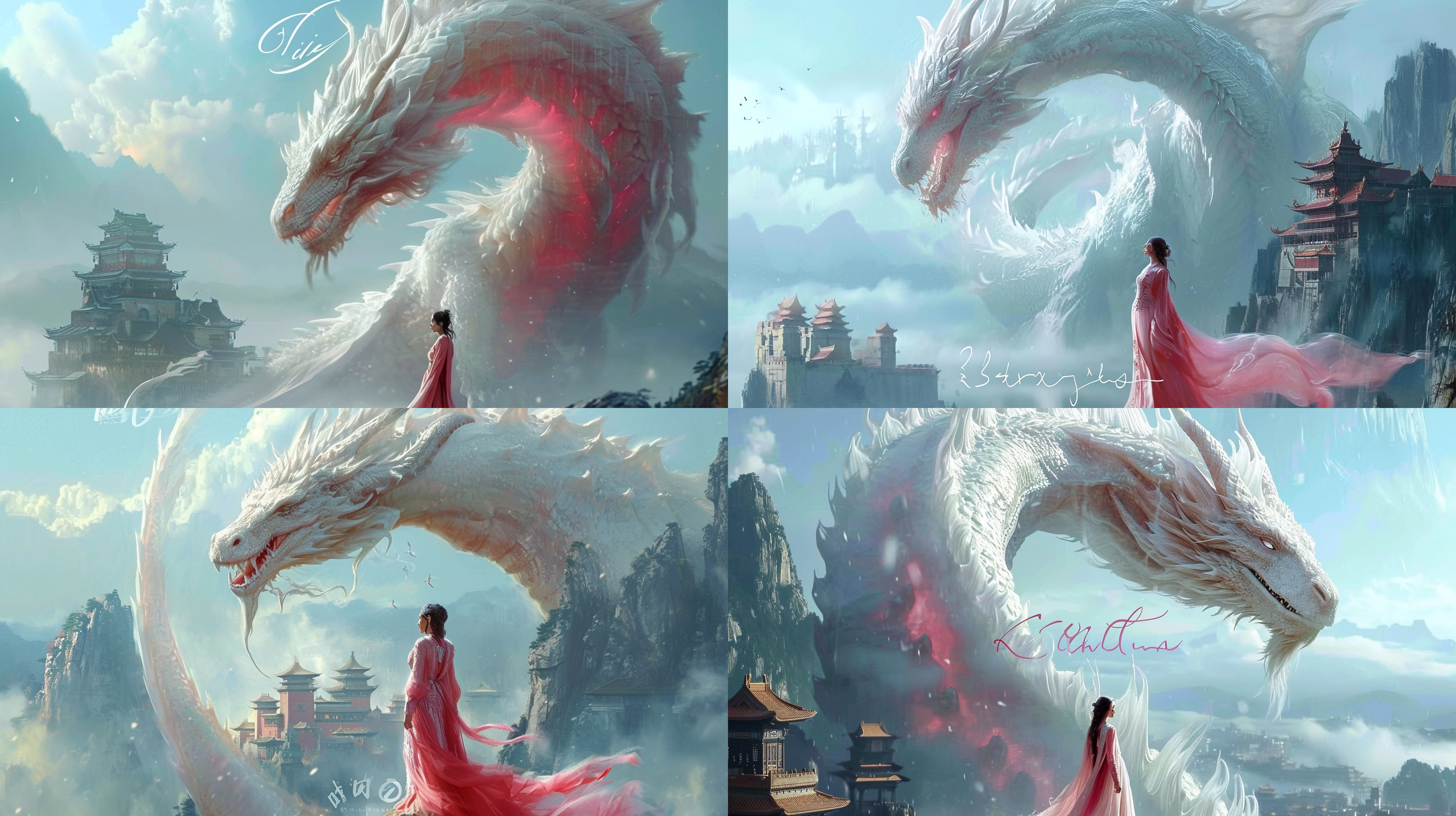 城市上空，盘旋着一条白色神龙