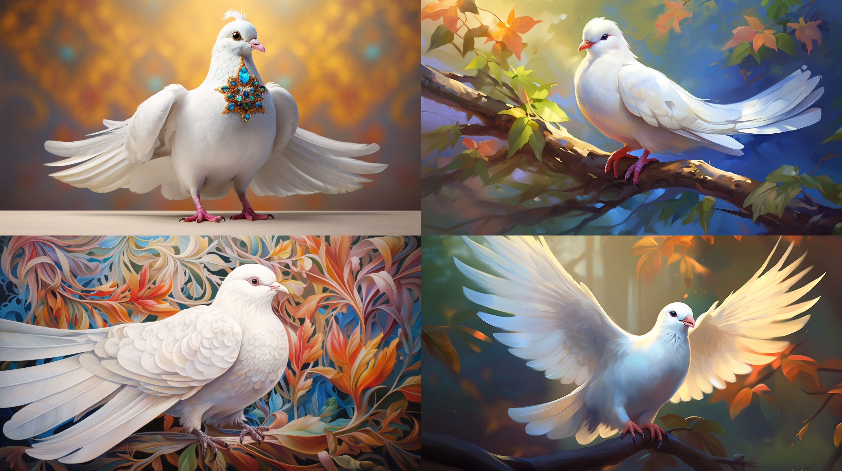 一个q版可爱形象的白鸽，丰富多彩的，具有形象温和，友好，亲和力强