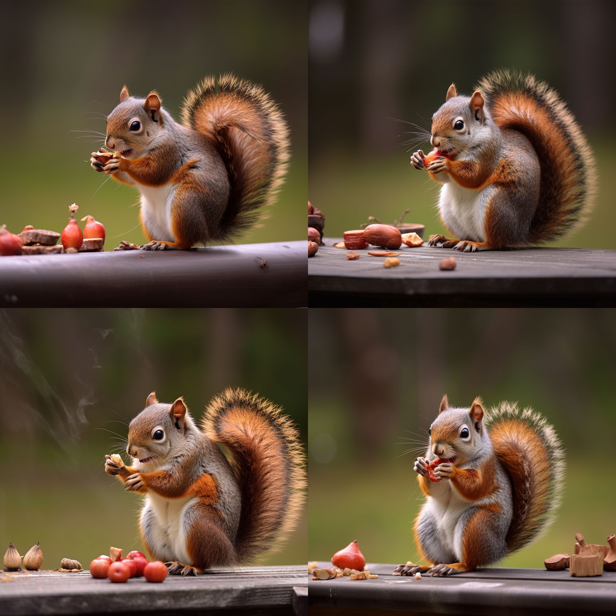刺猬、仓鼠、豚鼠、松鼠、松鼠围坐一起开心吃着火麻仔场景图片