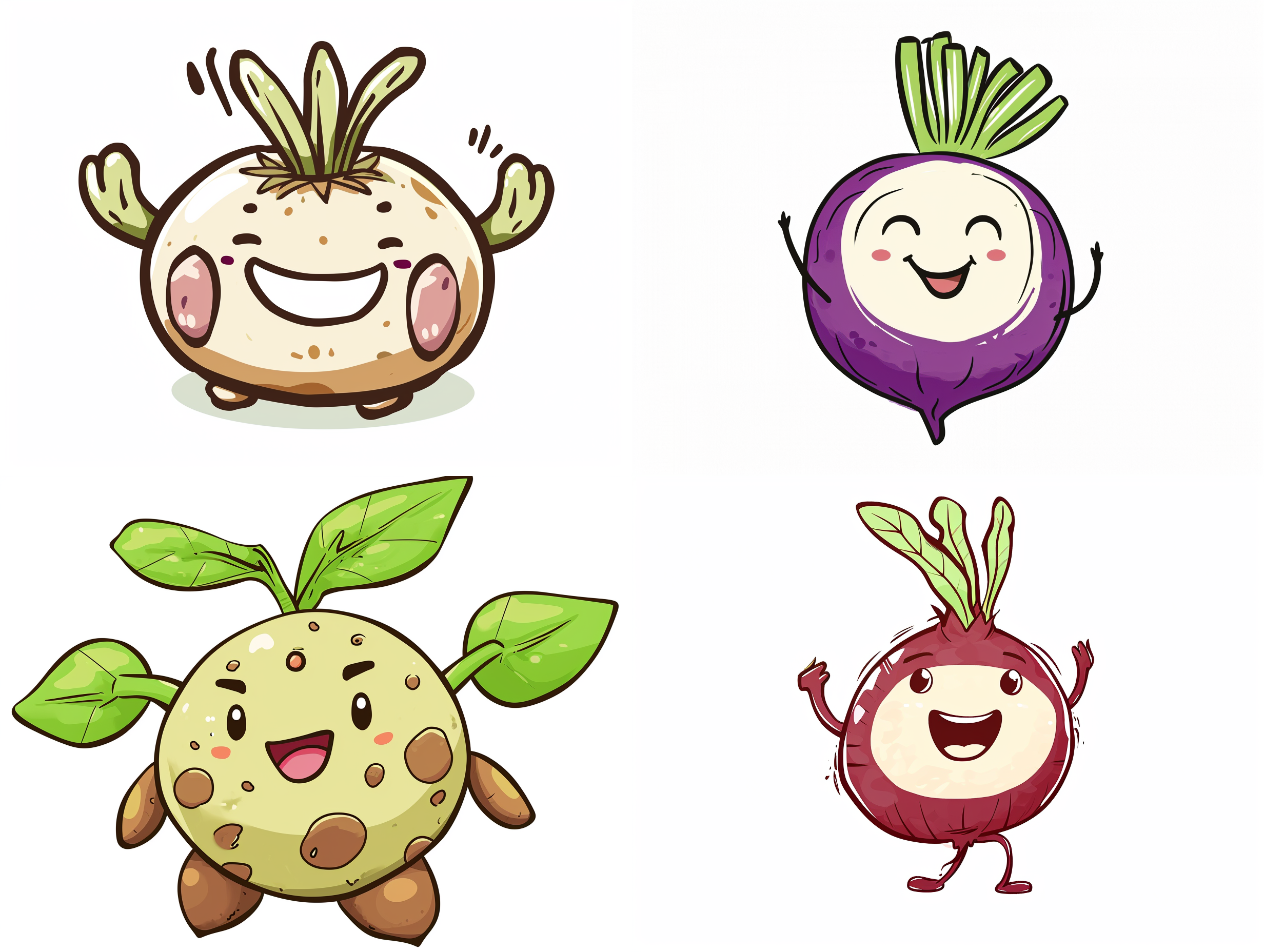 一颗开心的卡通香芋， 微笑，白色背景