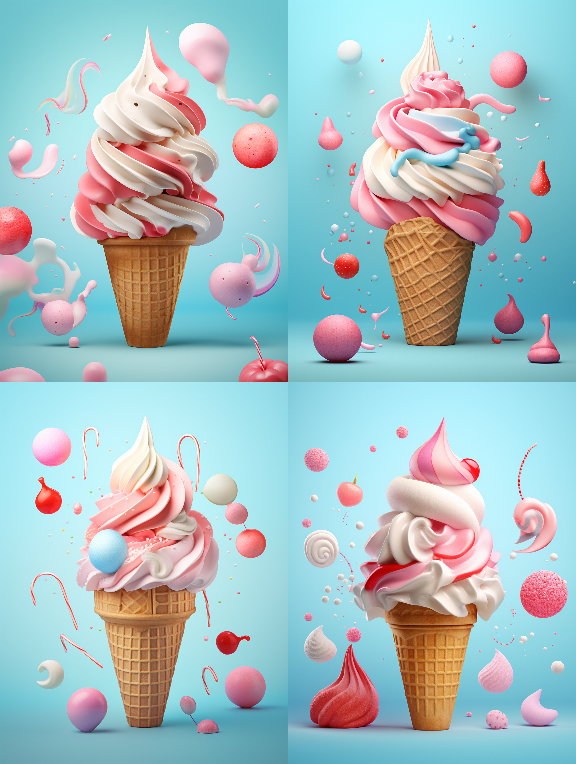 雪糕包装袋，户外拍摄，复古风格，明亮色彩，纸质材质，立体感，鲜艳的粉蓝色，简洁有趣，愉悦怀旧，纯色背景，广角镜头，高饱和度，轻松自然，温暖光线，唤起童年回忆。