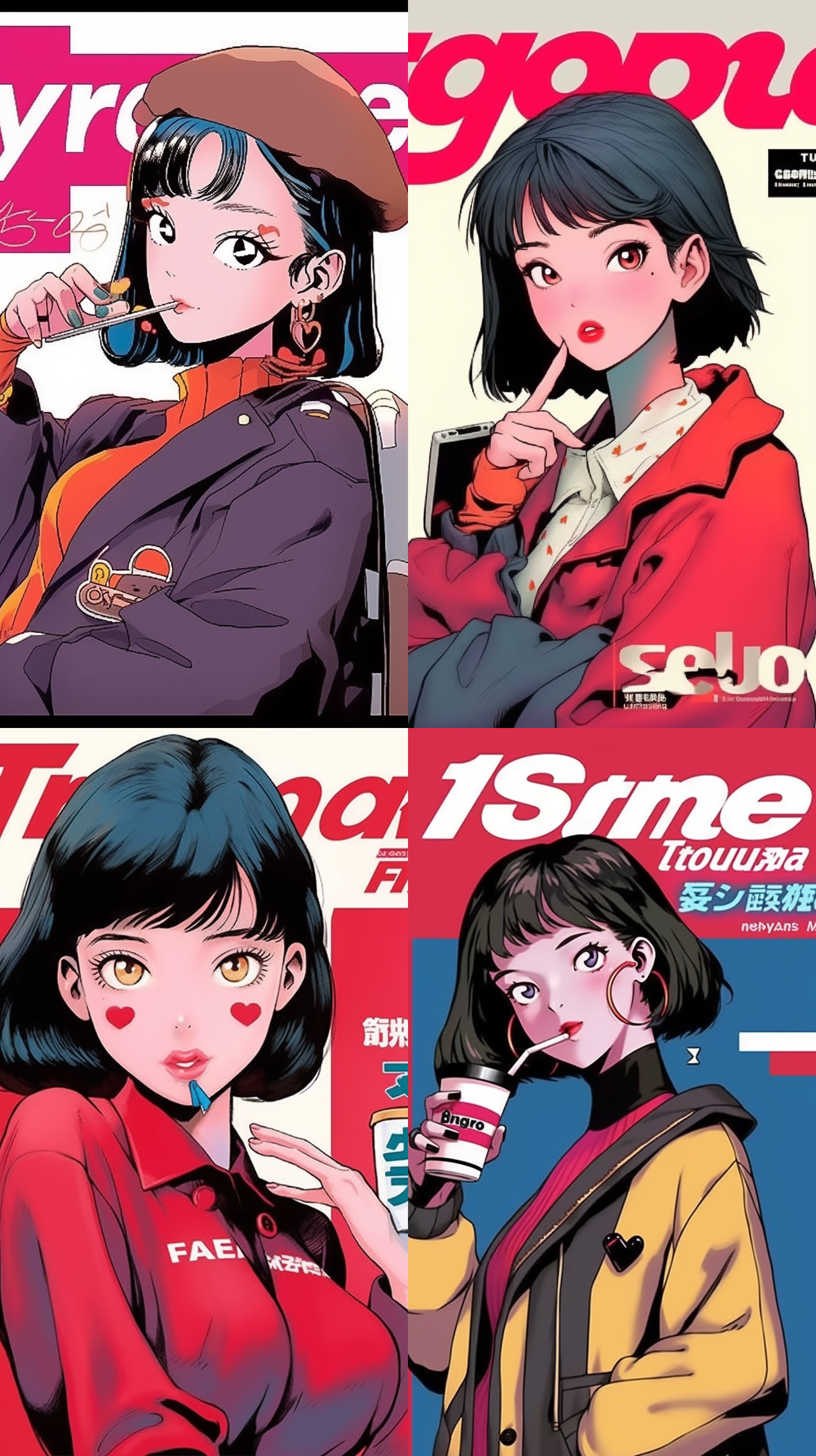 日本复古杂志封面 插画 citypop风格 写实