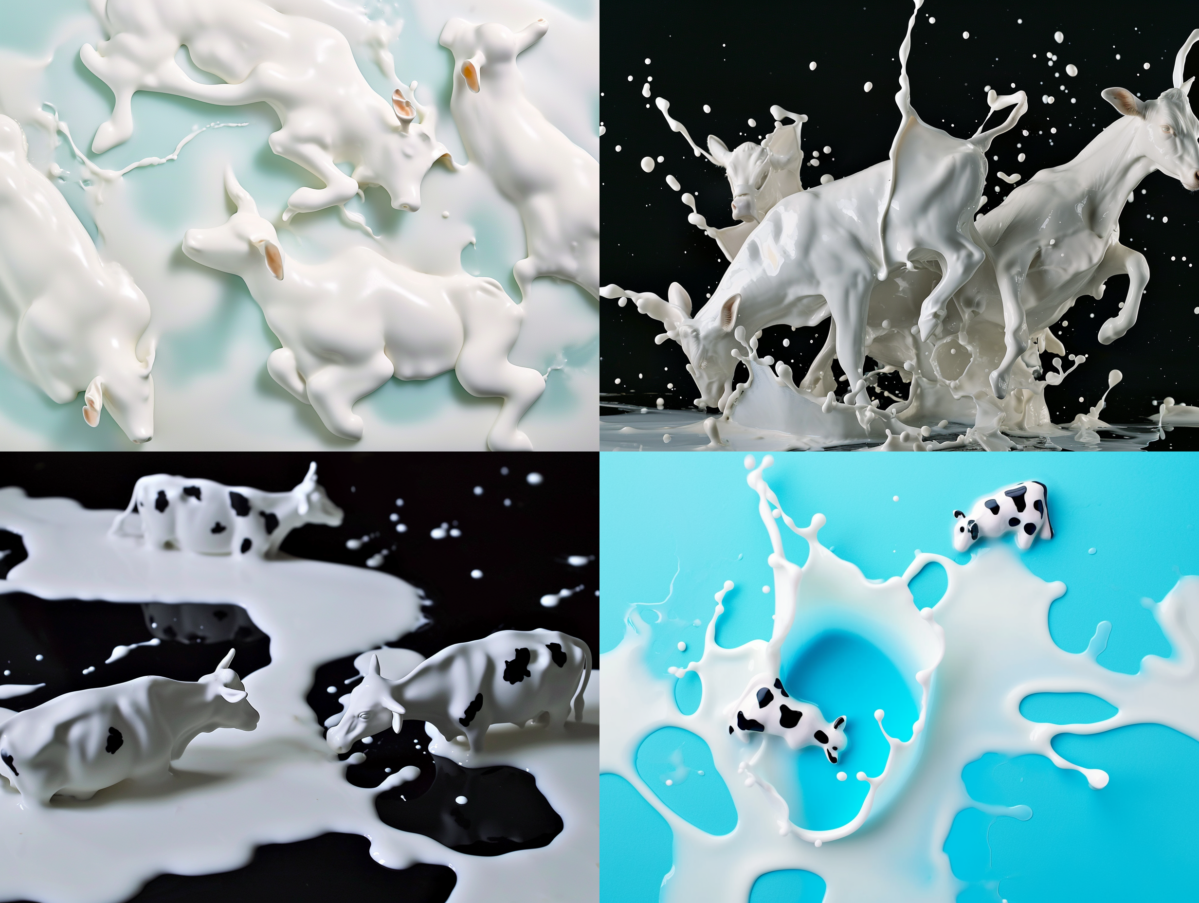 奶牛形状的奶溅，