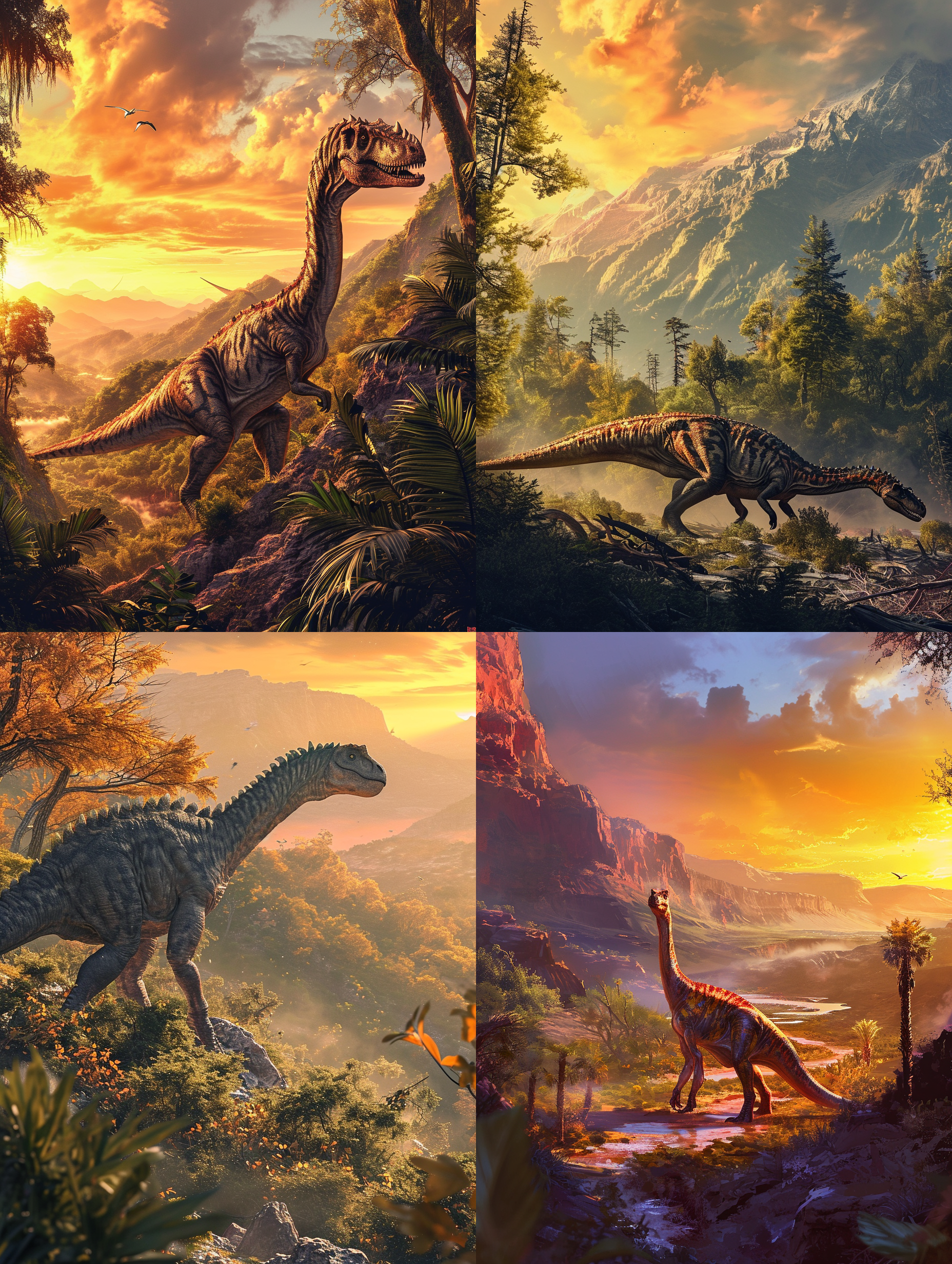 侏罗纪的场景中huayangosaurus，震撼的山谷背景，大气磅礴。远景中，巨大的恐龙身躯在奇特的植被中若隐若现，呈现出惊人的细节与纹理。饱满的色彩和柔和的光线增强了这幅画面的神秘感。近景中，huayangosaurus以威严的姿态展示着它的力量和威严。橙色调和暖色调突出了这个恐龙的原始气息。