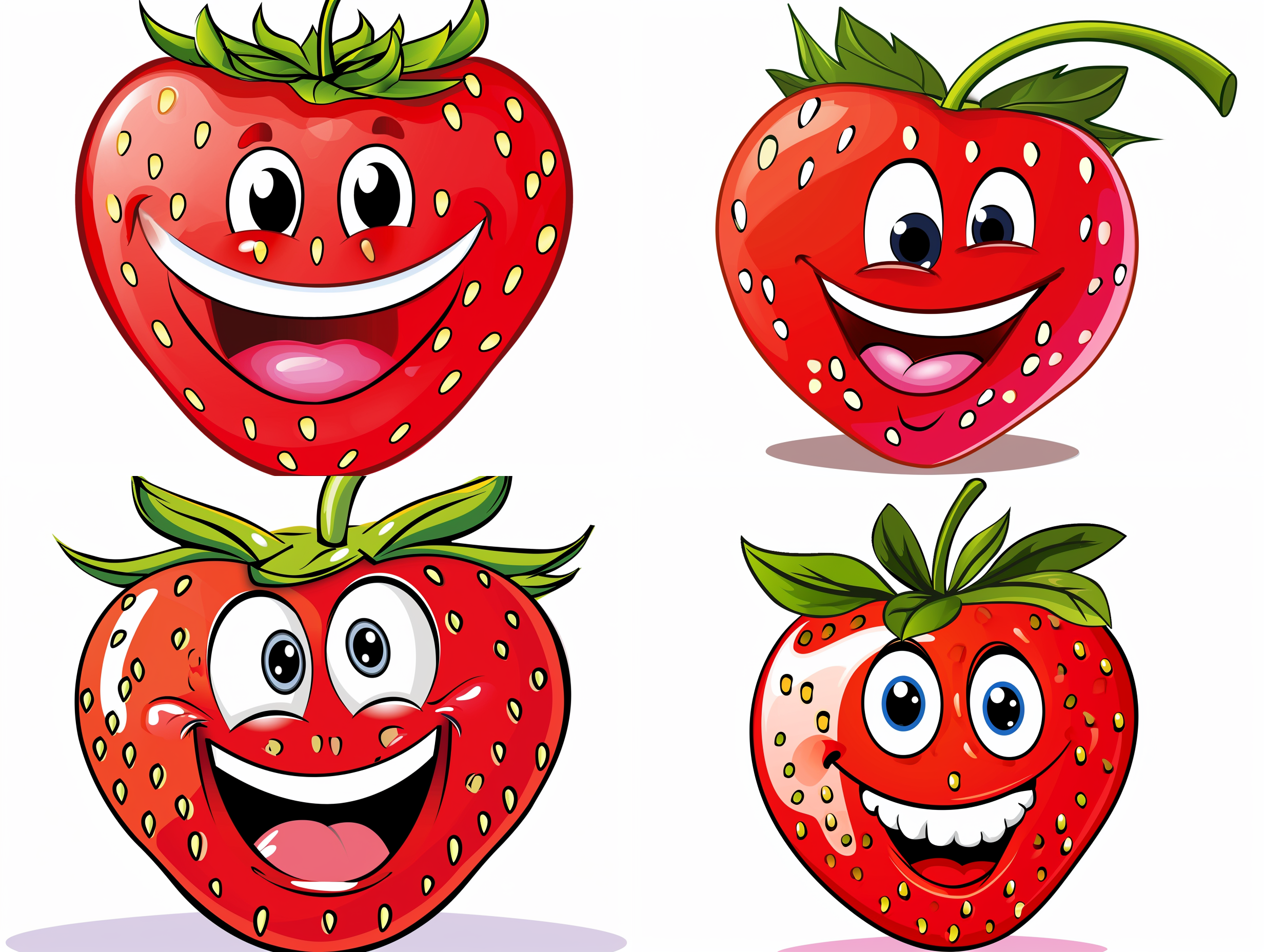 一颗开心的卡通草莓 微笑，白色背景
