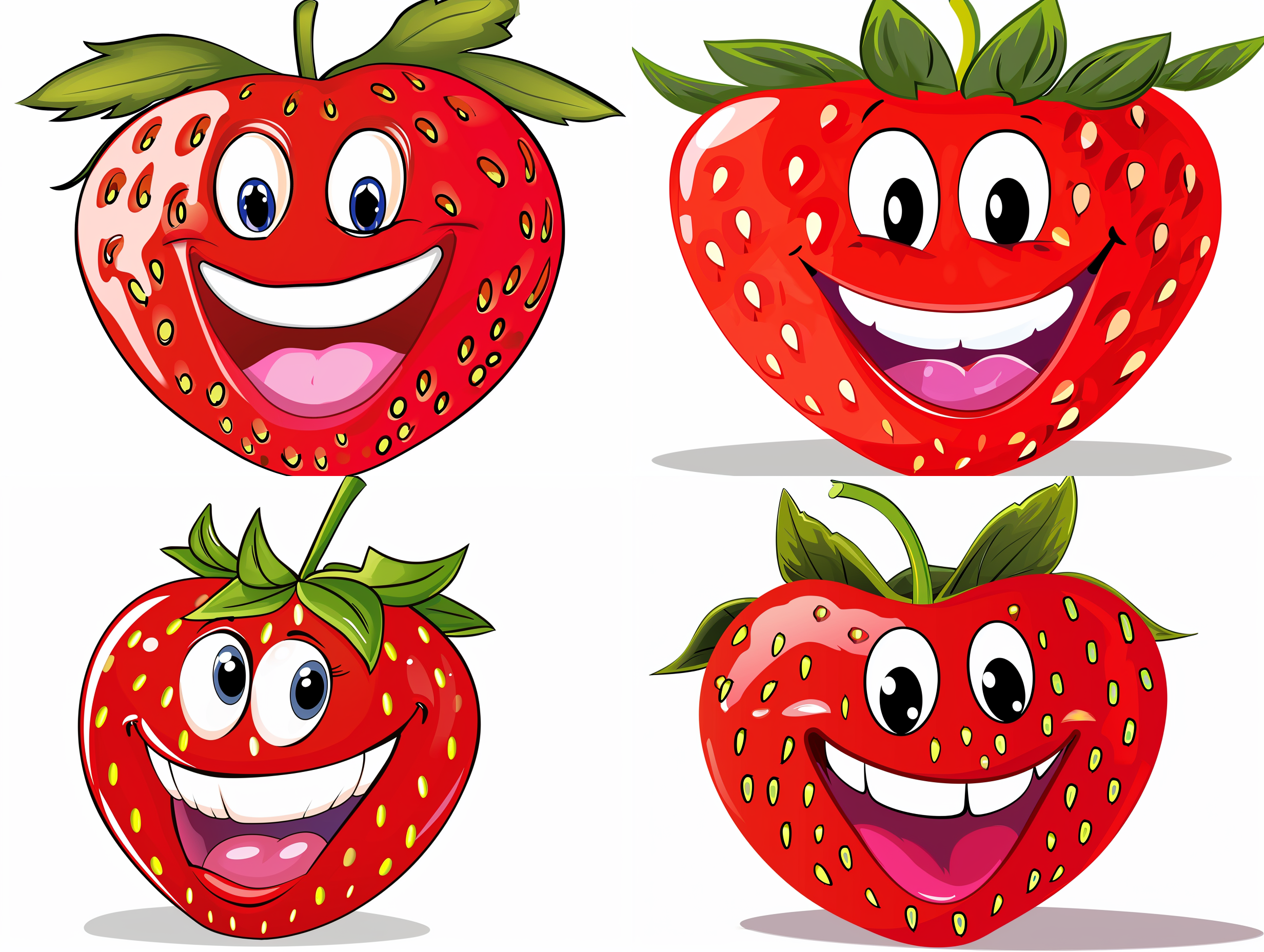 一颗开心的卡通草莓 微笑，白色背景
