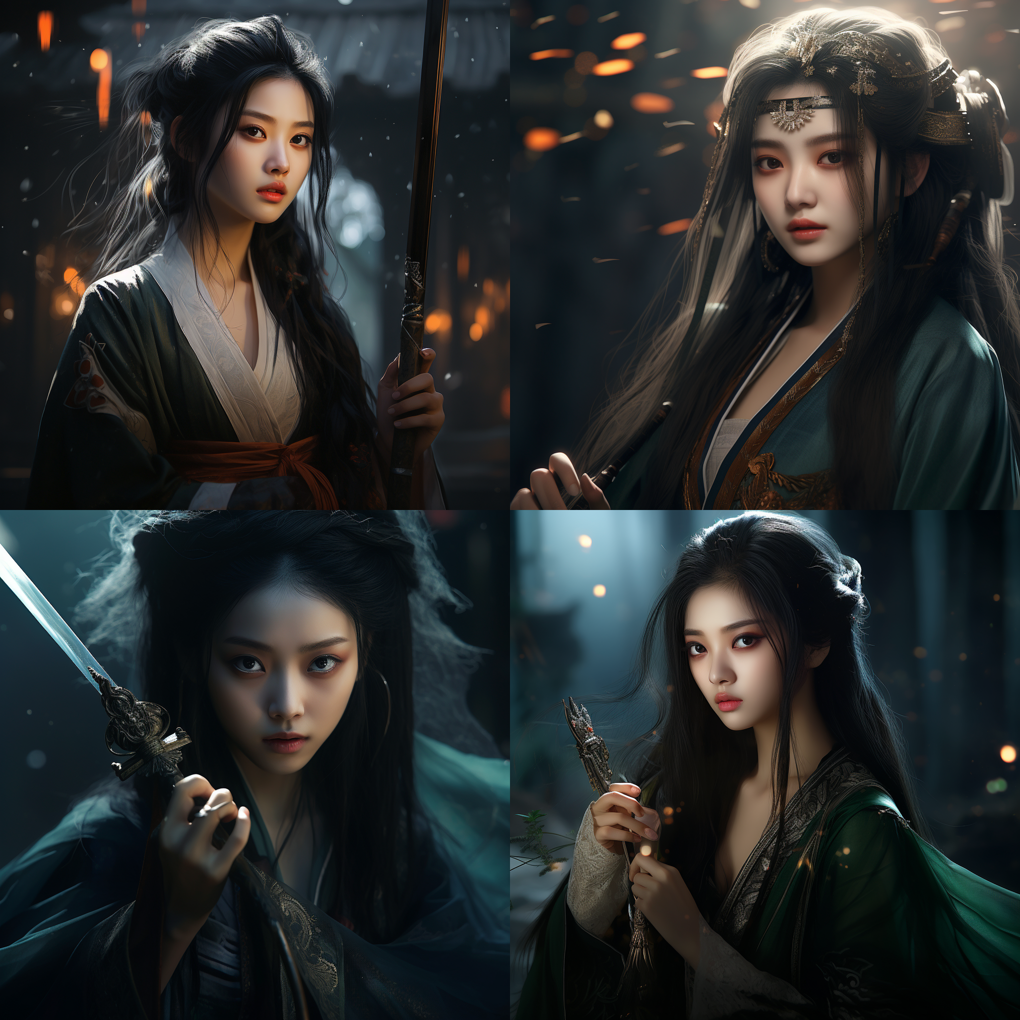 asian girl,long black hair,pheasant eyes,assassin,black translucent veil,simple hair accessories,holding a jade flute in her hand, cold,fairy style,chinese ancient style,exquisite face,hd,close-up,minimalism,painted by gu kaizhi and zhang xuan,professional color grading,realistic style,soft shadows,clear and sharp focus,cinematic photography,panoramic view,32k 