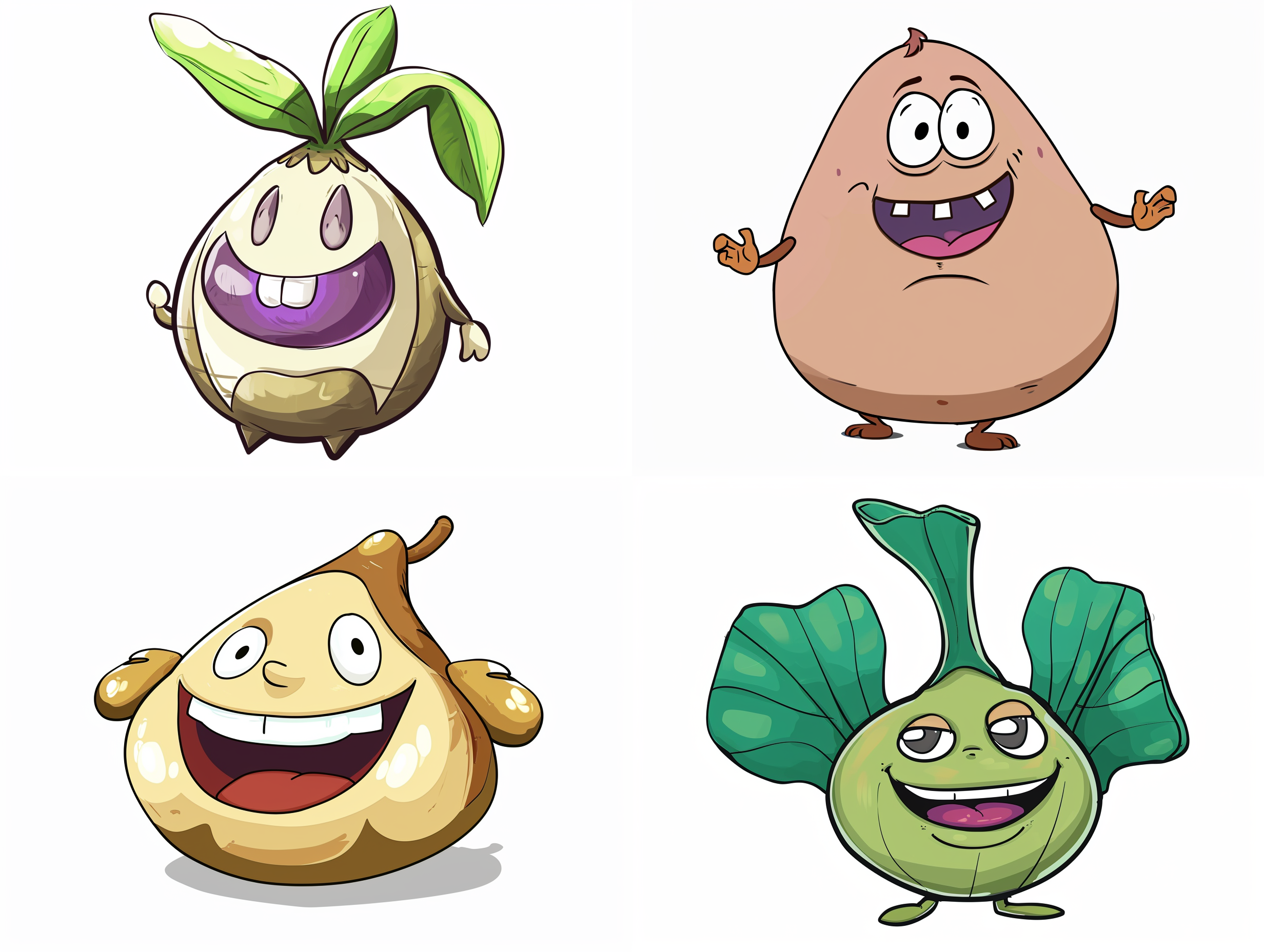 一颗开心的卡通香芋， 微笑，白色背景