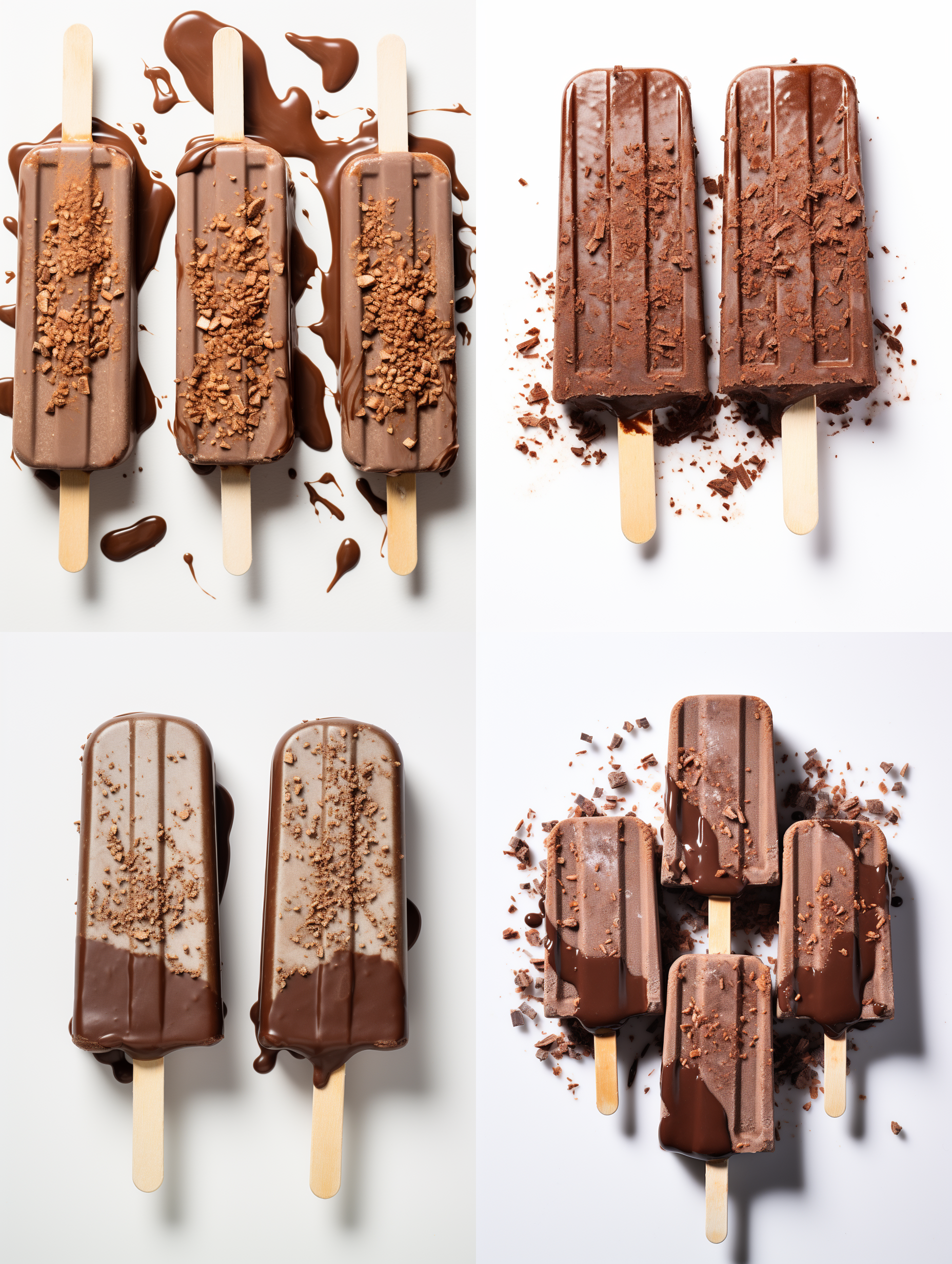 脆皮巧克力冰棍，白色背景