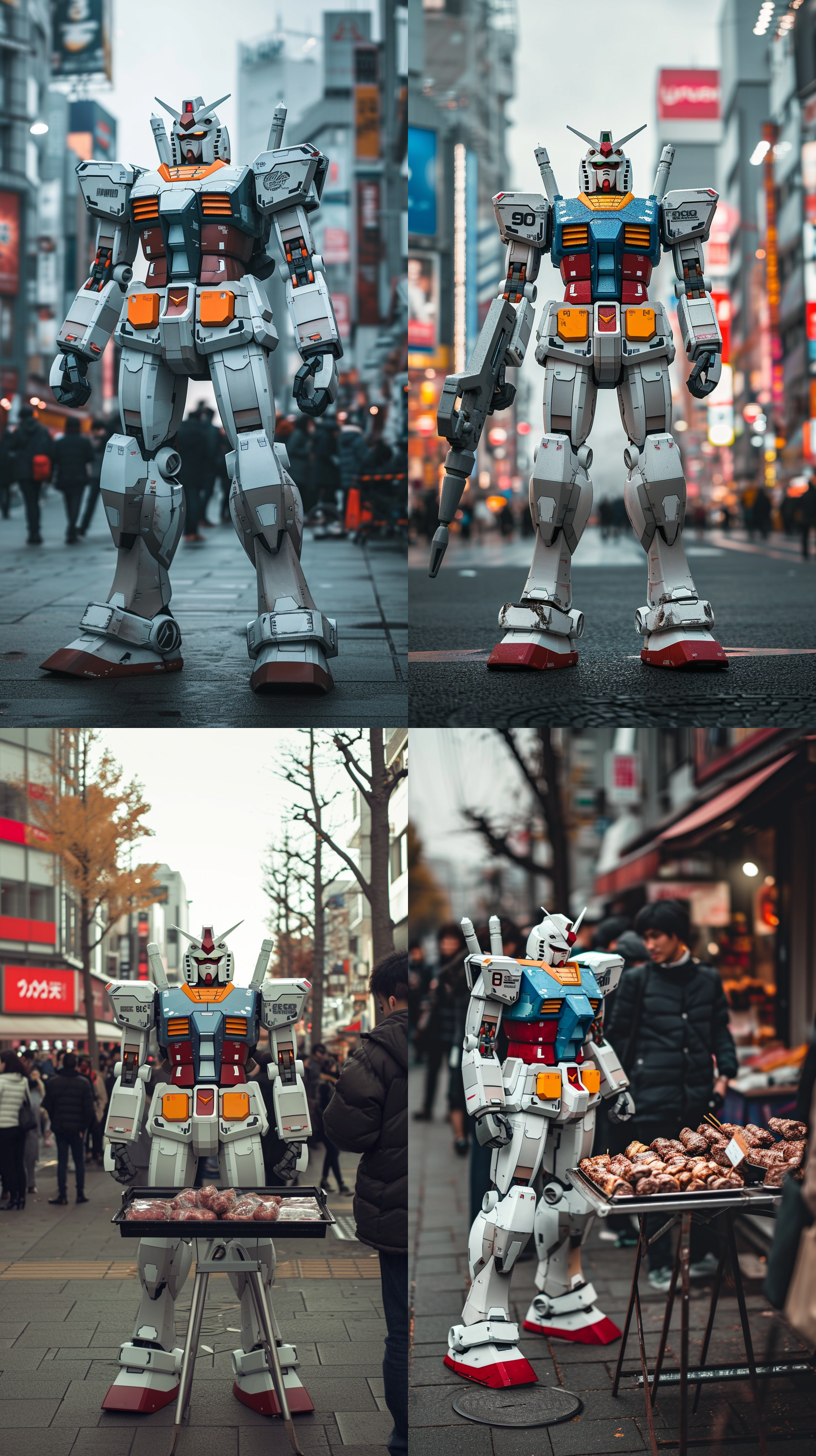 高达机器人，站在街边上卖羊肉串