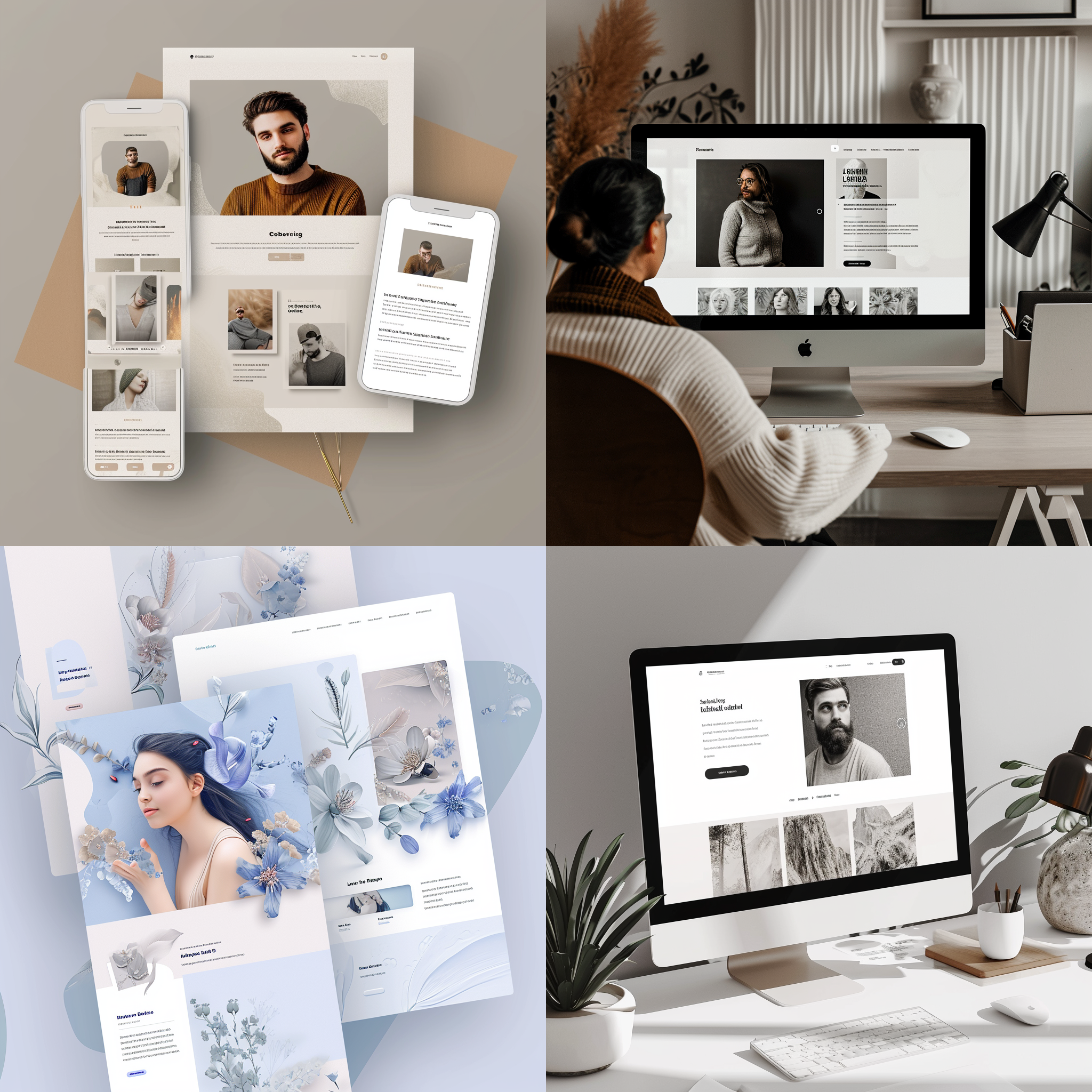 ui design for personal blog landing page with navigation bar,author bio and searchbar,website high resolution,inspired by behance,figma and dribbble